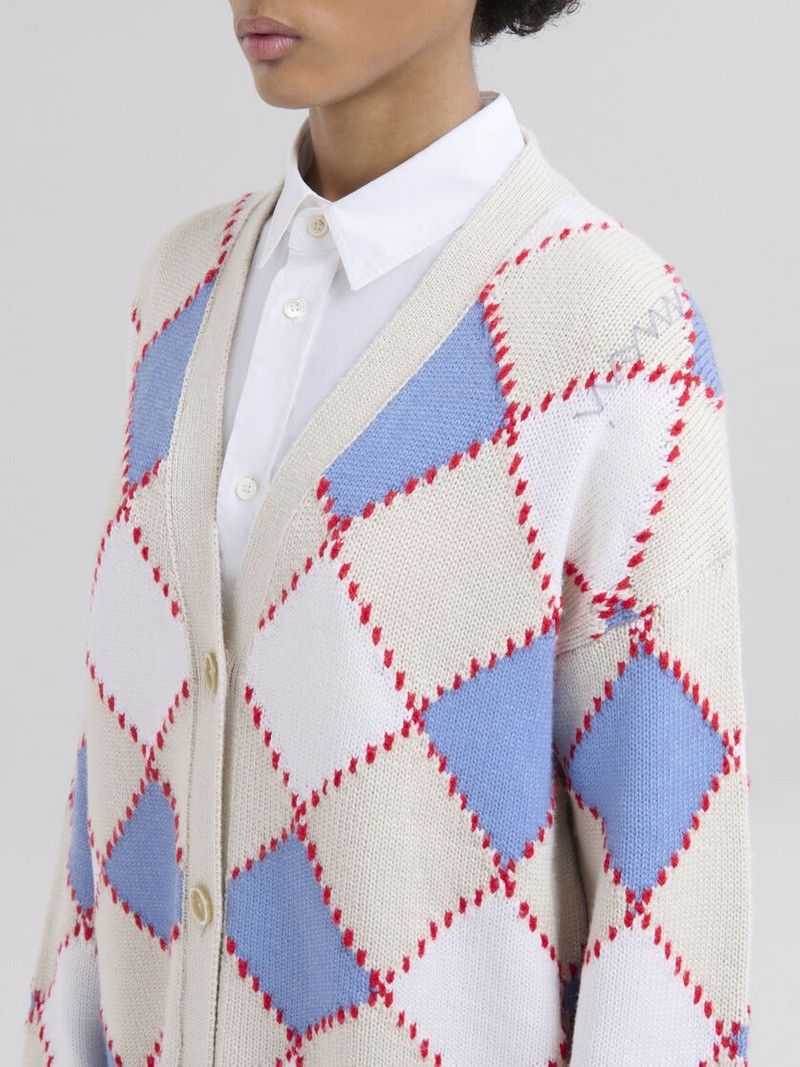 Marni o1f1d3z0326 Wool Argyle Cardigan in Multicolor Size L / US 10 / IT 46 - 4 Thumbnail