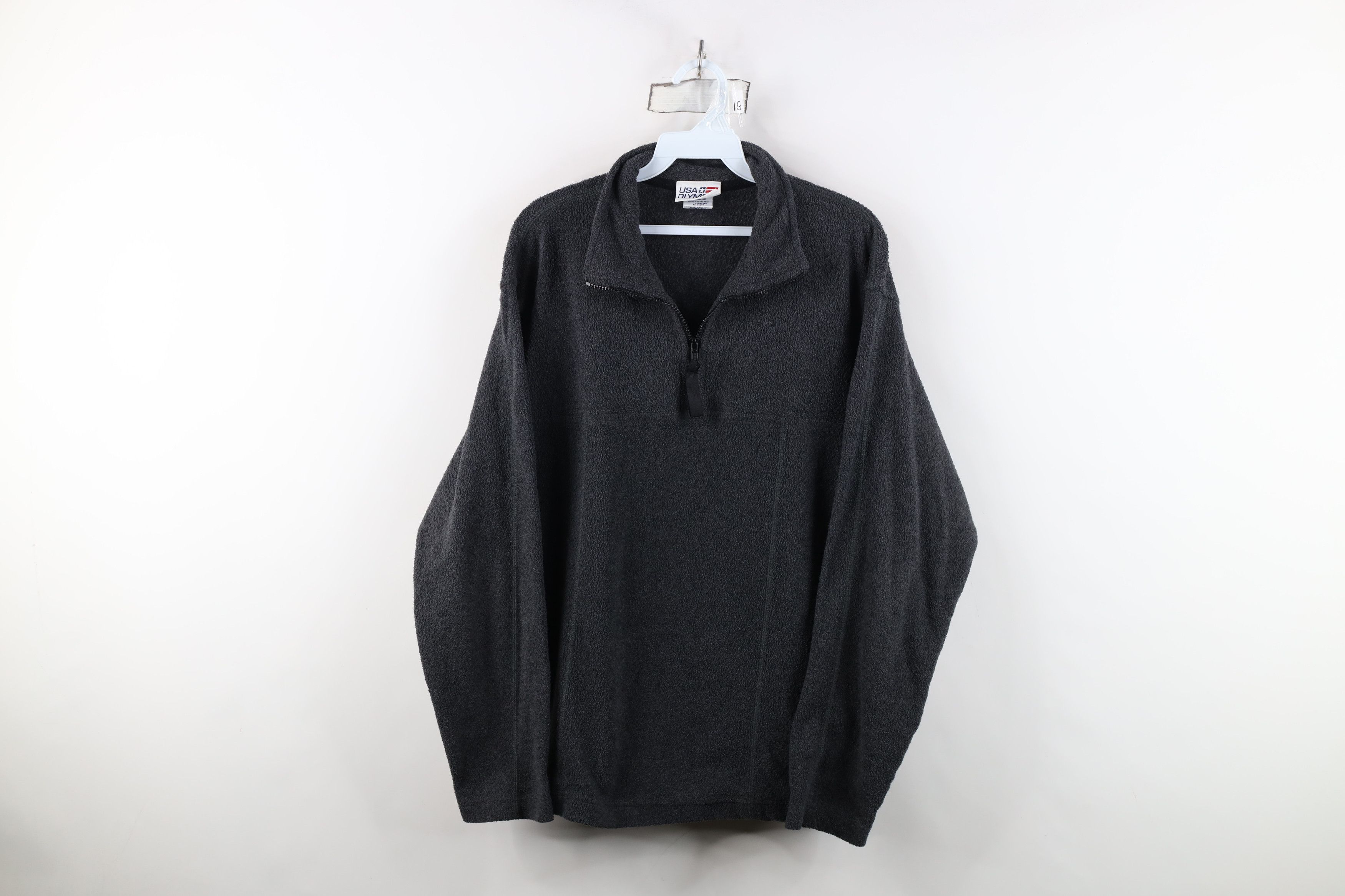 Vintage Vintage 90s USA Olympics Blank Half Zip Fleece Sweater Gray Size US M / EU 48-50 / 2 - 1 Thumbnail