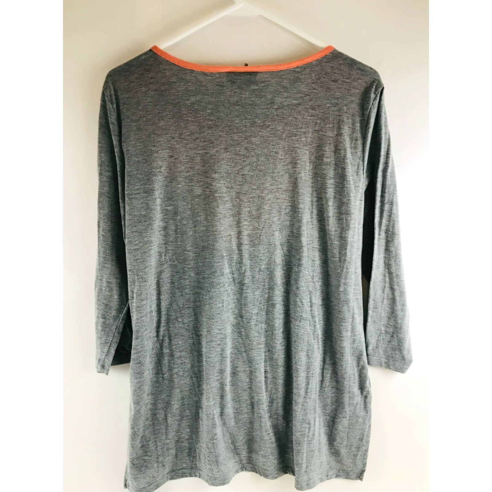 Vintage Bobbie Brooks T-Shirt Women's XL Gray & Salmon 3/4 Sleeve Boatneck Size XL / US 12-14 / IT 48-50 - 2 Thumbnail