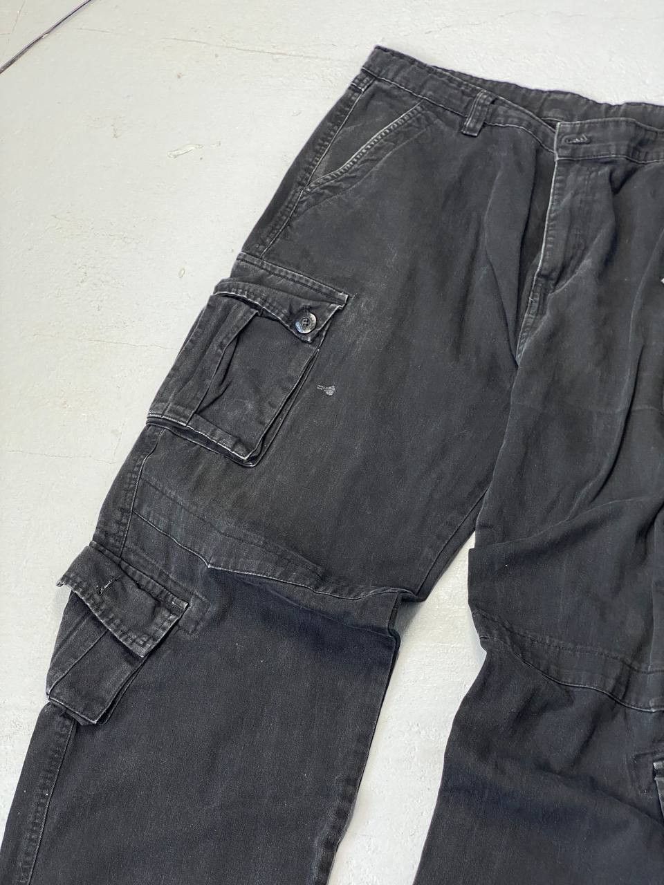 Jean × Vintage Crazy Vintage 90s Carhartt Style Baggy Black Cargo Pants Size US 36 / EU 52 - 3 Thumbnail
