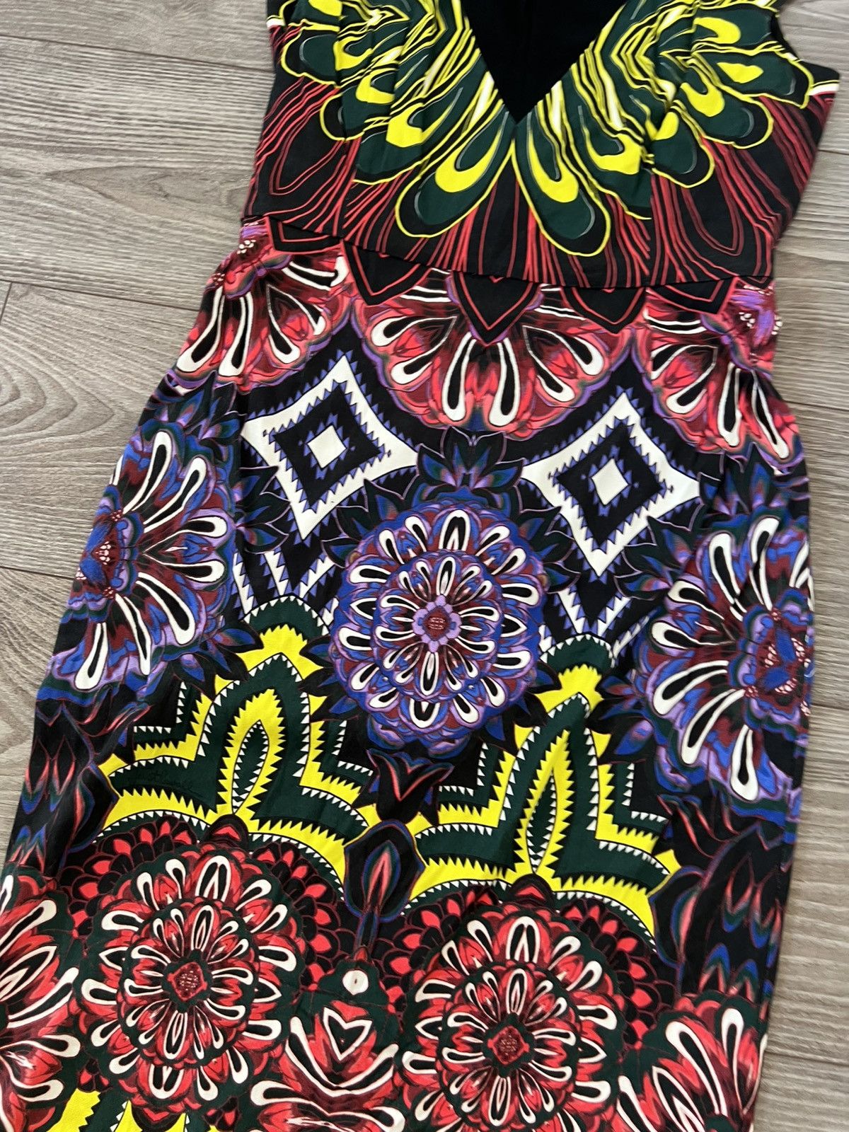 Designer ‼️JUST CAVALLI OPTICAL PRINTED KNEE LENGTH PENCIL DRESS Y2K‼️ Size M / US 6-8 / IT 42-44 - 14 Thumbnail