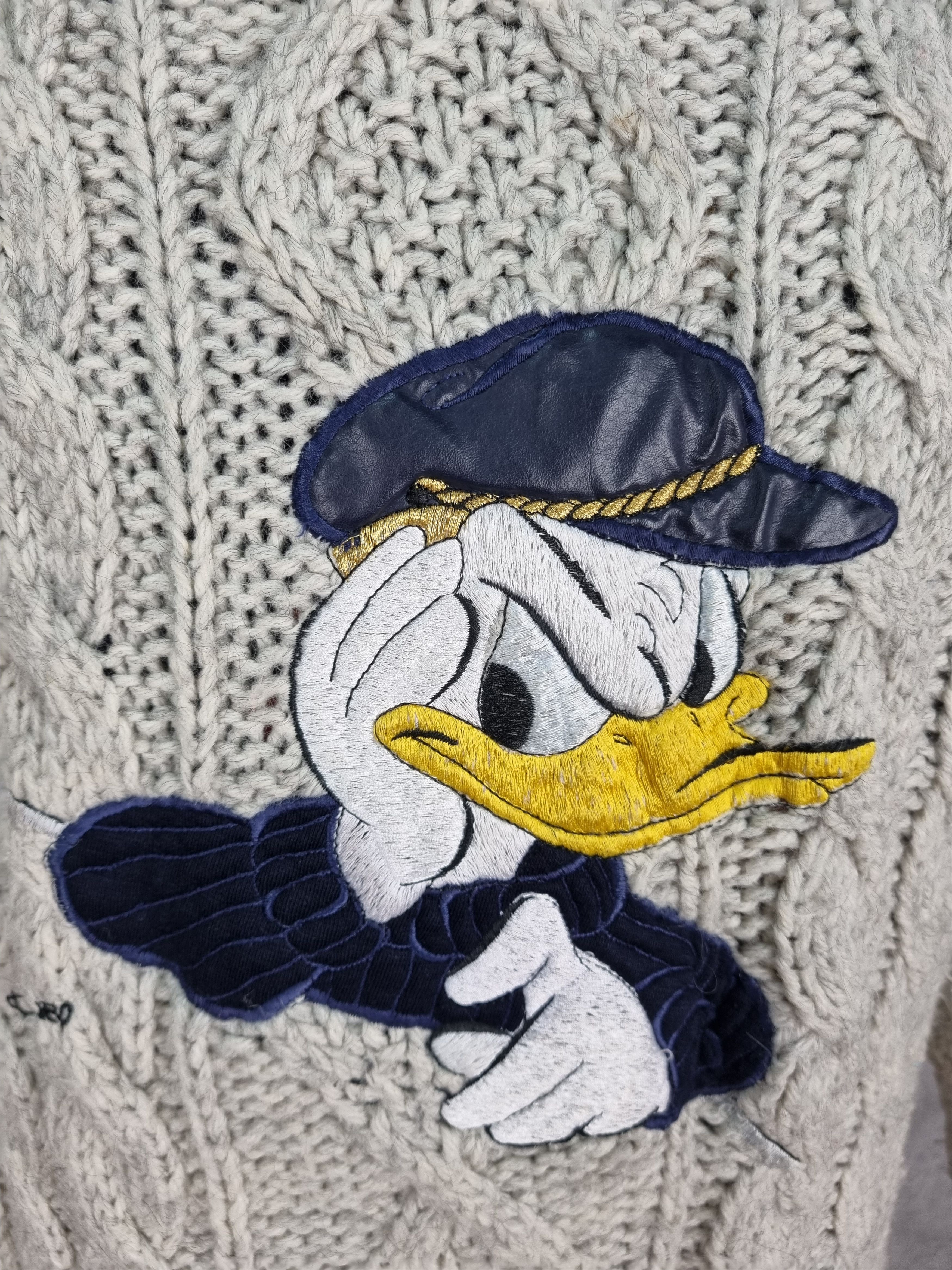 Disney × Vintage Heavy Cable Knitted Donald Duck Big Portret Vintage Sweater Size US XL / EU 56 / 4 - 6 Thumbnail