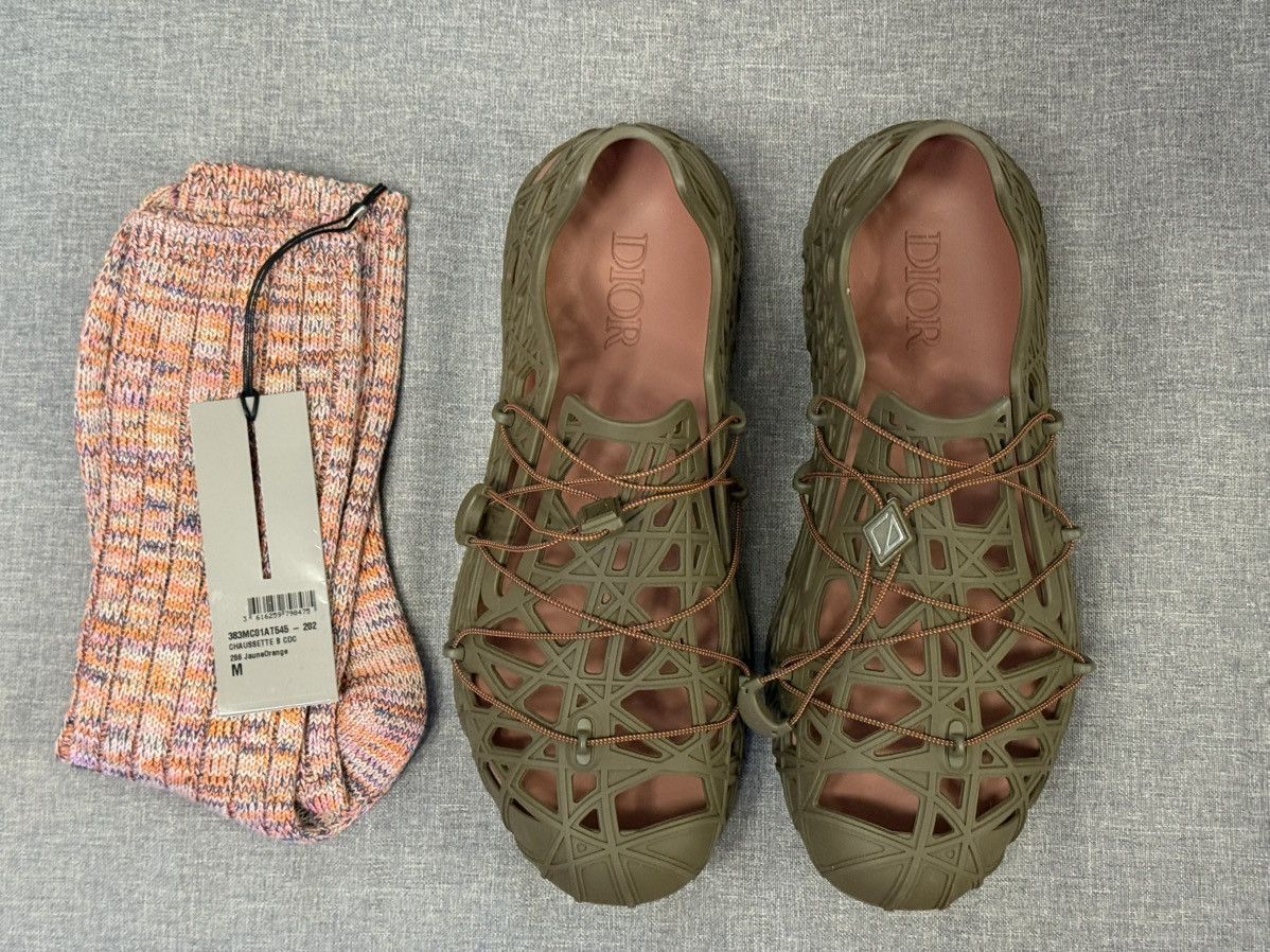 Dior Dior dark green cannage warp sandals with socks 40 Size US 7 / EU 40 - 3 Thumbnail