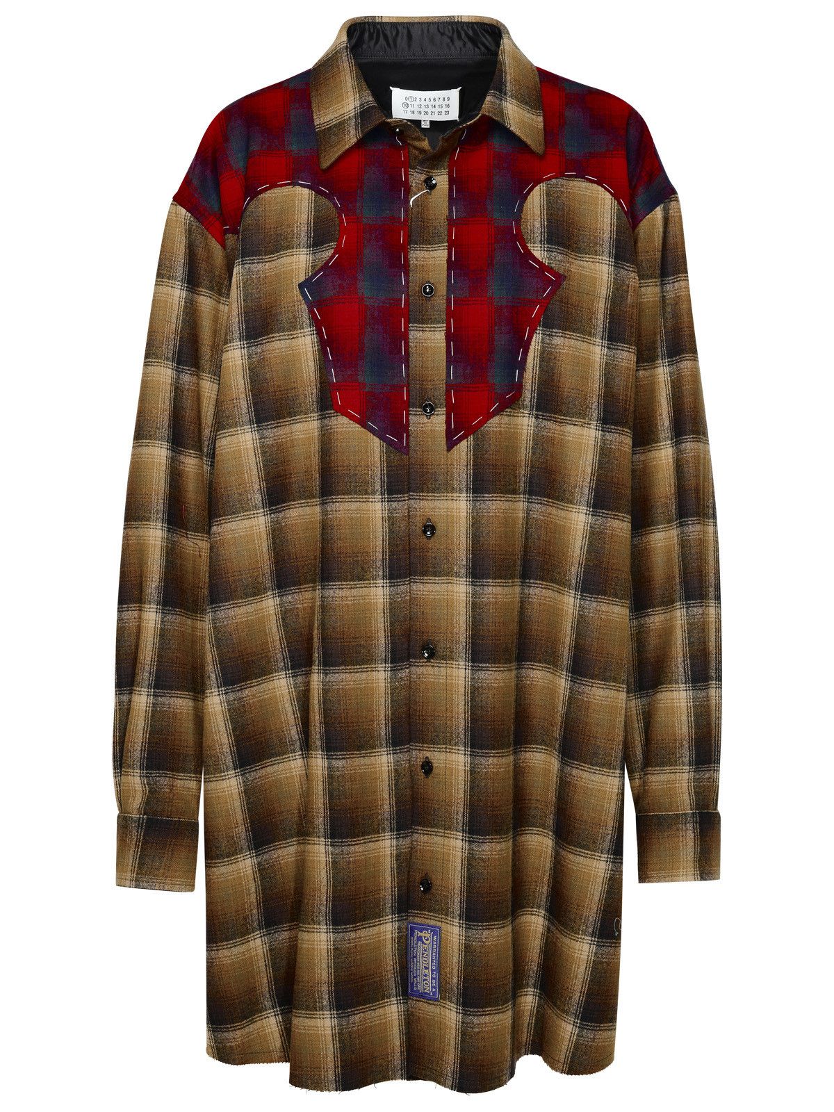 image of Maison Margiela 'pendleton' Brown Wool Shirt, Women's (Size XS)