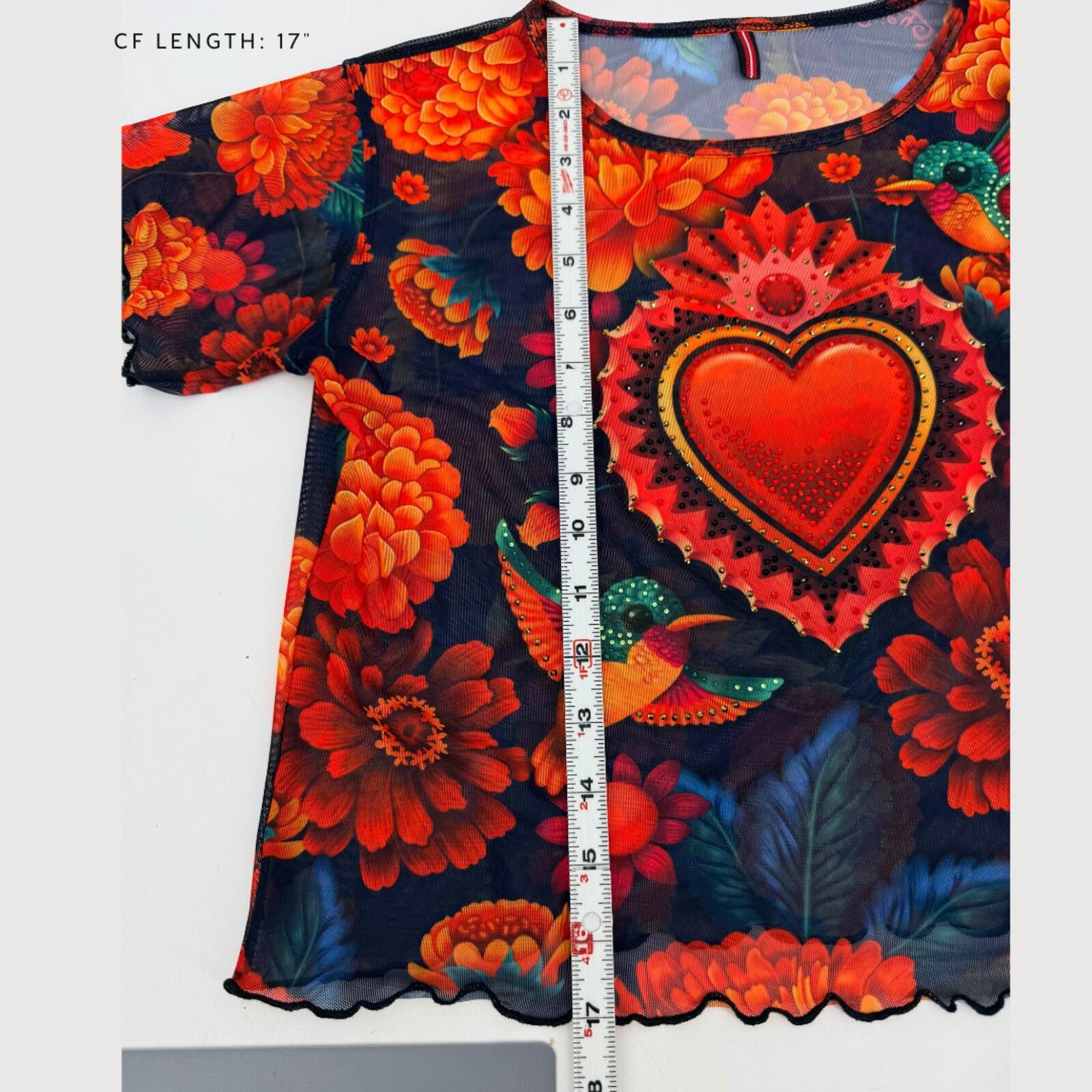 Other iAY GÜEY Y2K Sacred Heart Rhinestone Mesh Crop Top S Size S / US 4 / IT 40 - 6 Thumbnail