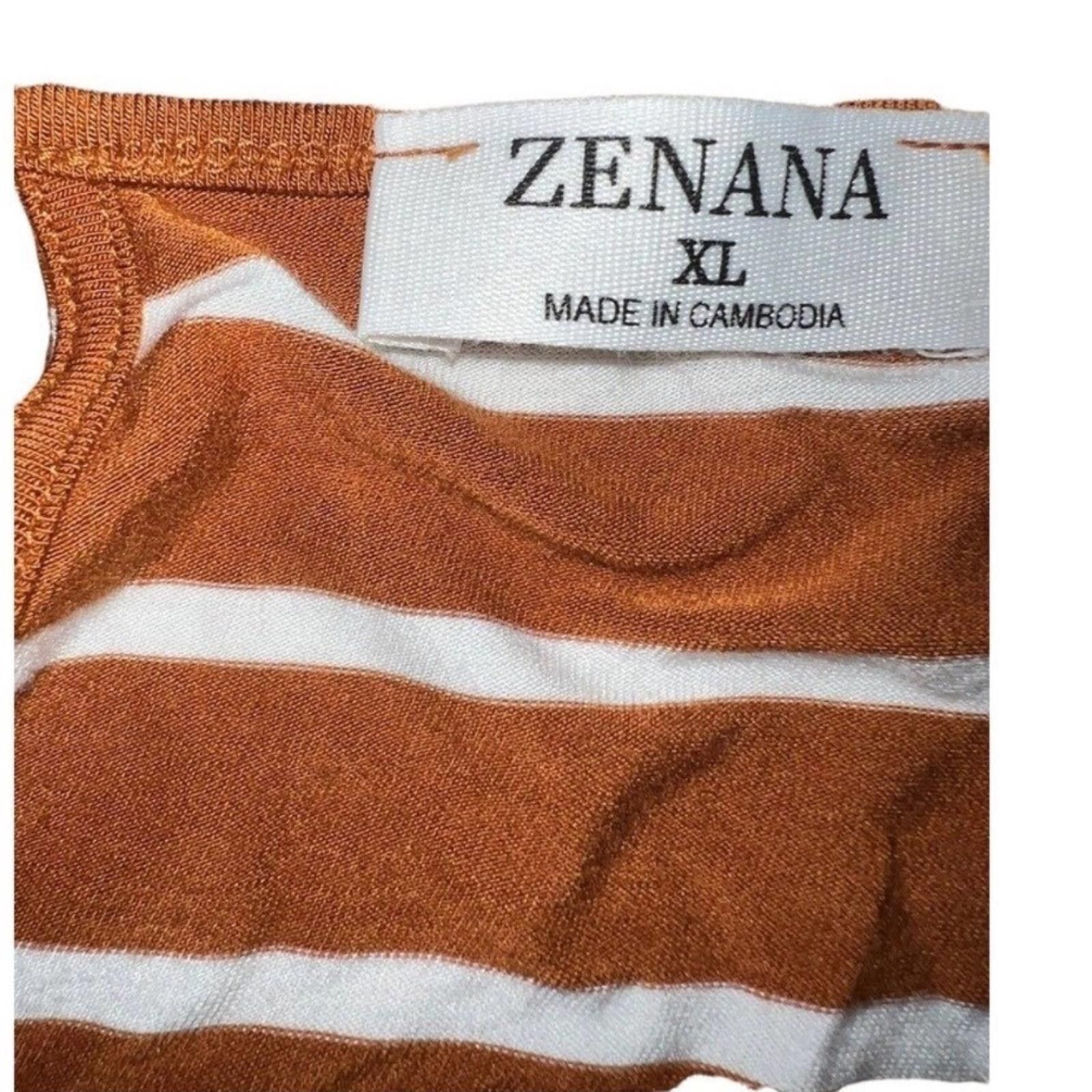 Other Zenana Striped Short Sleeve Romper Rust Brown White XL Size 40" / US 18 - 7 Thumbnail