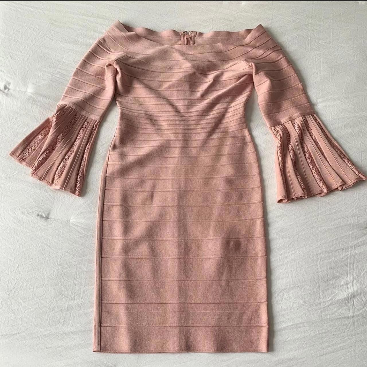 Herve Leger Pink Off-The-Shoulder Bodycon Dress Sz M