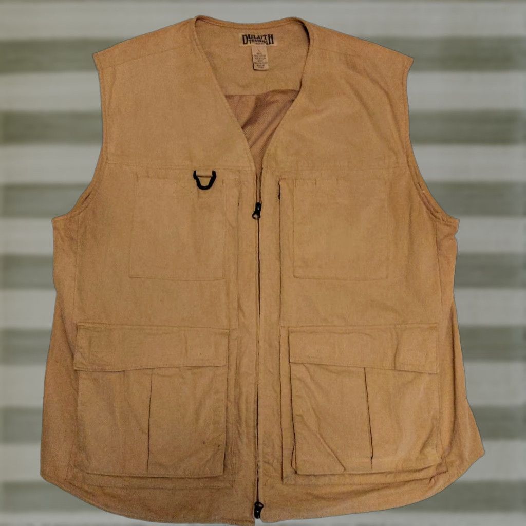 Vintage Duluth Vest Mens L Tall Cargo Nylon Canvas Work Beige Fishing Outdoor Shirt Size US L / EU 52-54 / 3 - 1 Thumbnail