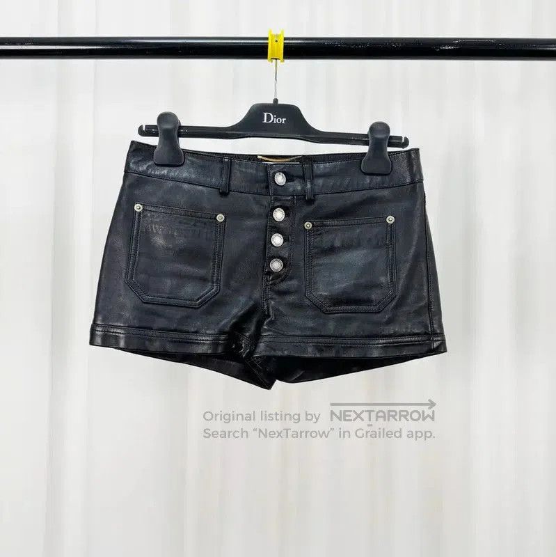 Yves Saint Laurent YSL Black Leather Summer Shorts for Women . Size 22" - 1 Thumbnail