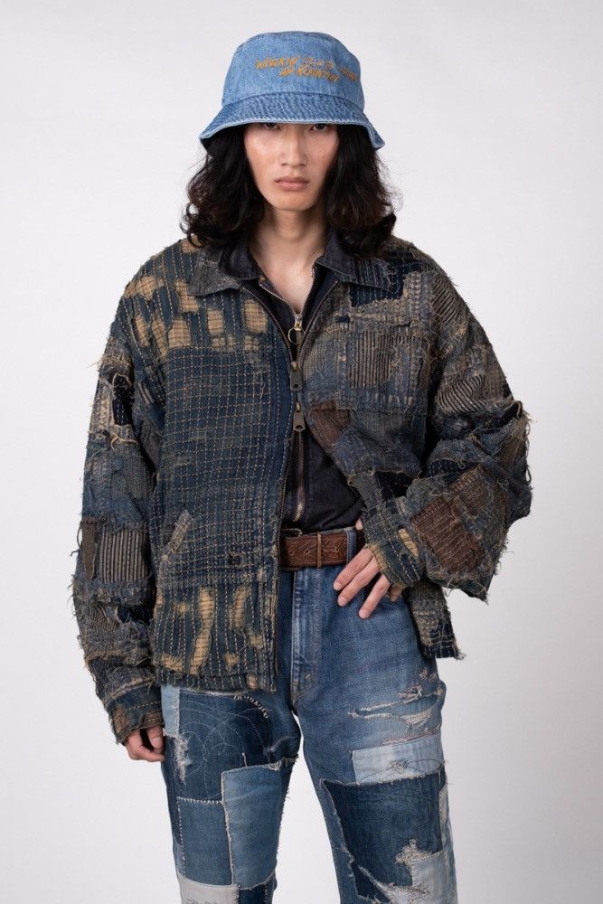 image of Kapital Working Class Hero Bucket Hat Size Os in Denim, Men's