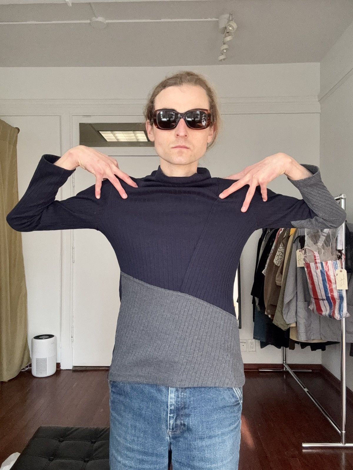 Yohji Yamamoto Y’S YOHJI YAMAMOTO AW2018 Pleated Asymmetric Mockneck Size US M / EU 48-50 / 2 - 7 Thumbnail