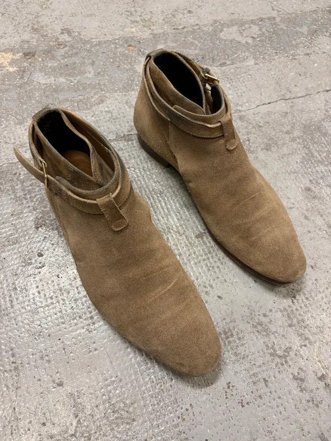 Saint Laurent Paris AW2013 Saint Laurent Jodhpur Beige Suede Leather Boots Size US 10 / EU 43 - 4 Thumbnail