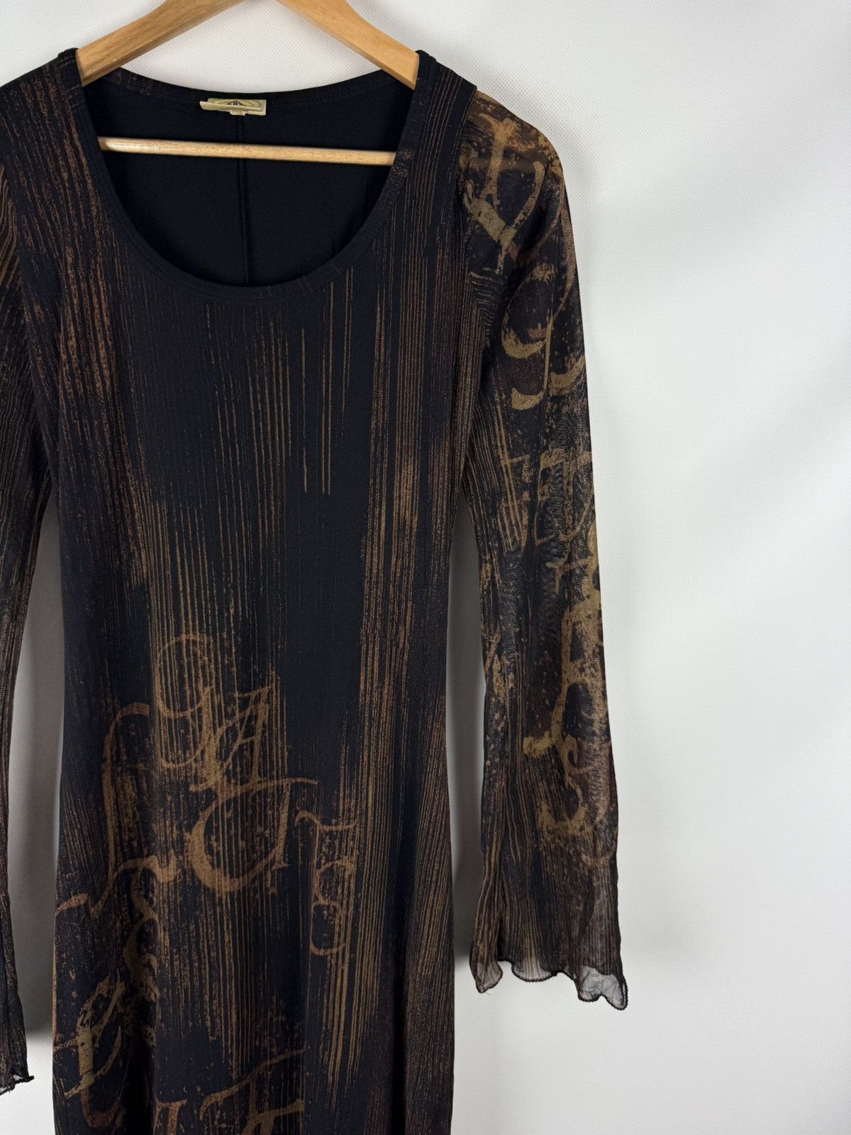 Other Legatte Jeans Mesh Y2K Long Sleeve Overprinted Maxi Dress Size L / US 10 / IT 46 - 4 Thumbnail