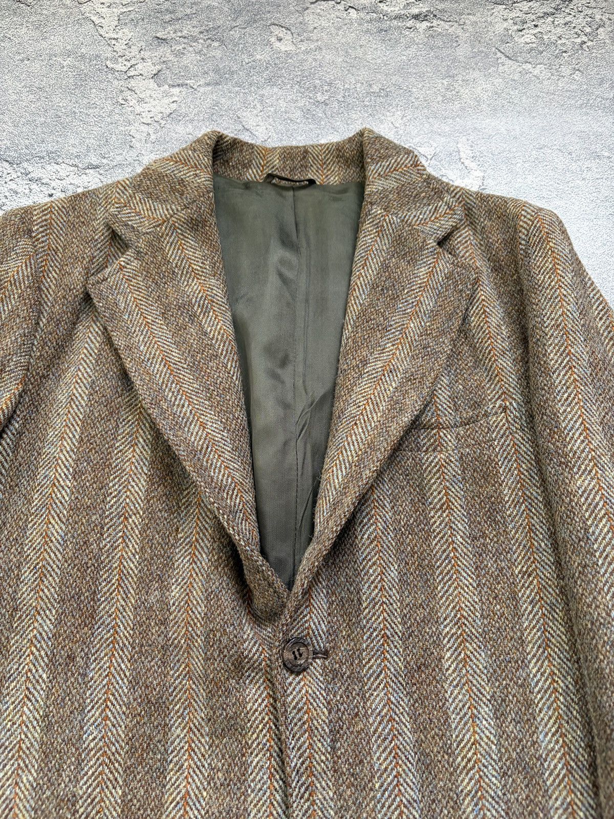 Harris Tweed Rare Vintage 60s Harris Tweed Herringbone Wool Blazer 44 Size 44R - 5 Thumbnail