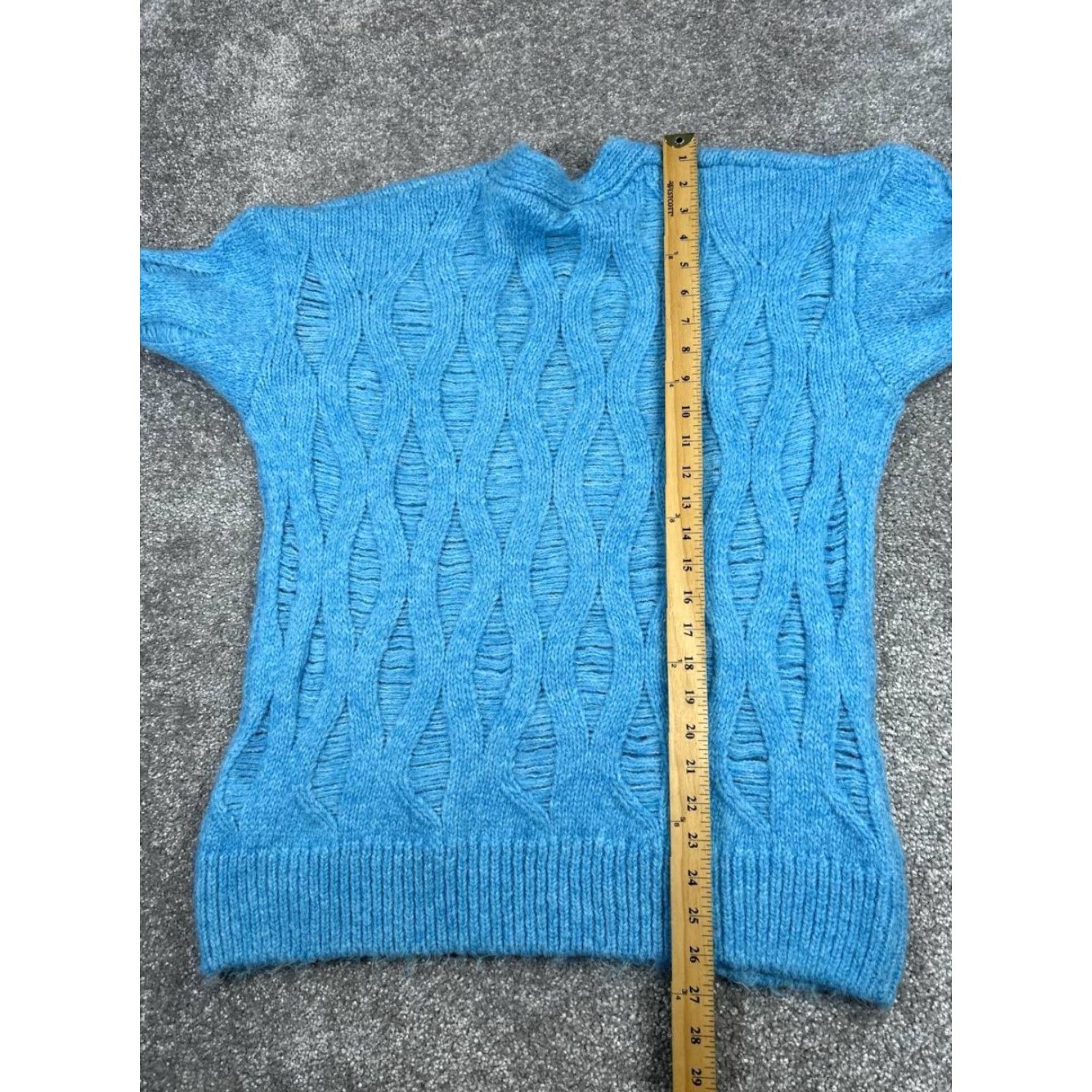 Zara Zara Womens Small Blue Cable Knit Pullover Sweater V-Neck Long Sleeve Casual Winter Fall Regular Size S / US 4 / IT 40 - 7 Thumbnail