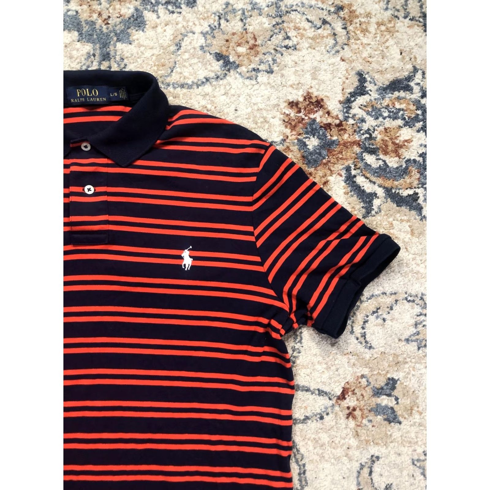 Polo Ralph Lauren Polo Ralph Lauren Polo Shirt Mens L Blue Orange Stripe Pony Logo Casual Size US L / EU 52-54 / 3 - 4 Thumbnail