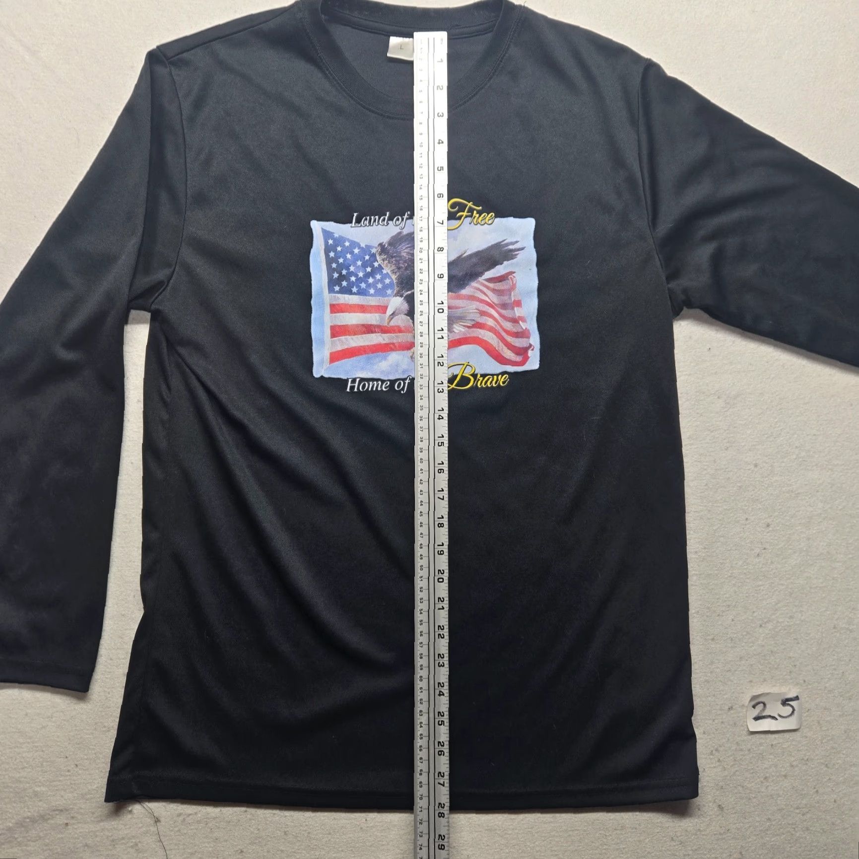 Vintage America Flag USA Patriotic 4th July Black Tee T-Shirt Short Sleeve Mens L Large Shirt Size US L / EU 52-54 / 3 - 6 Thumbnail