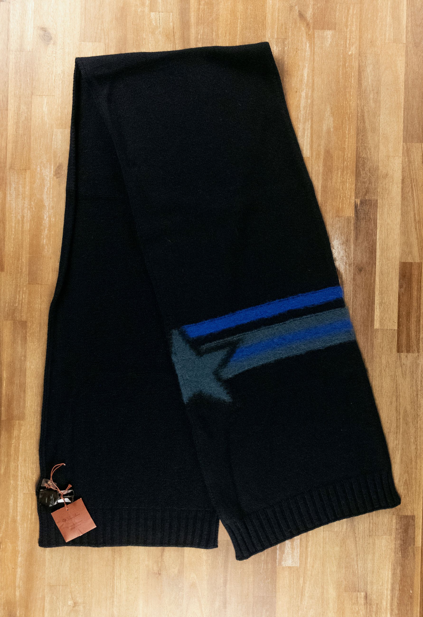 Loro Piana LORO PIANA Cellerina dark navy blue cashmere scarf knitted Size ONE SIZE - 3 Thumbnail