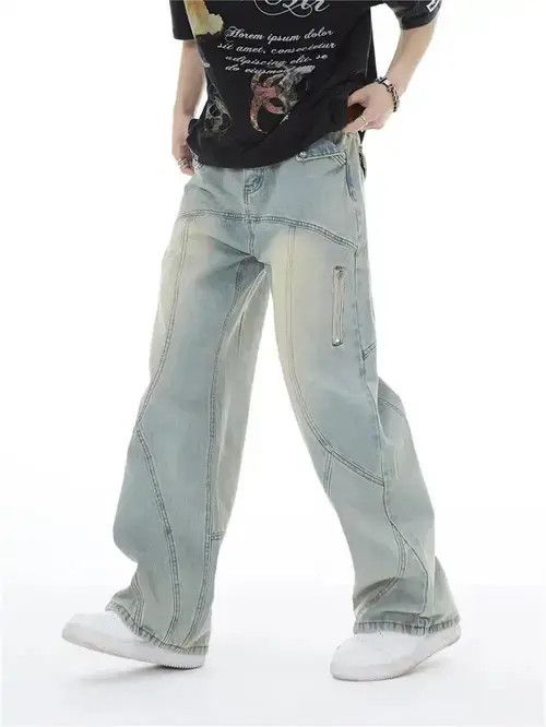 Japanese Brand × Jean Topstitched Seam Baggy Jeans Men Size US 31 - 2 Thumbnail