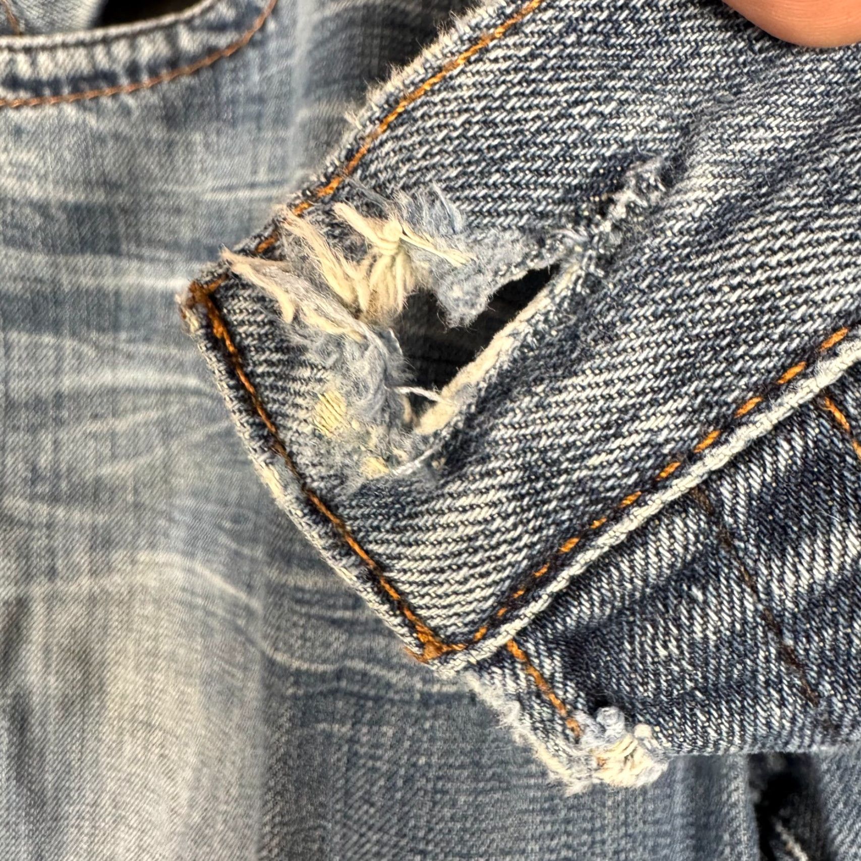 Guess VINTAGE GUESS Jeans Bootcut Mens 33x32 Distressed Denim 00s Y2K Blue Mid Rise 5-Pocket Size US 33 - 3 Thumbnail