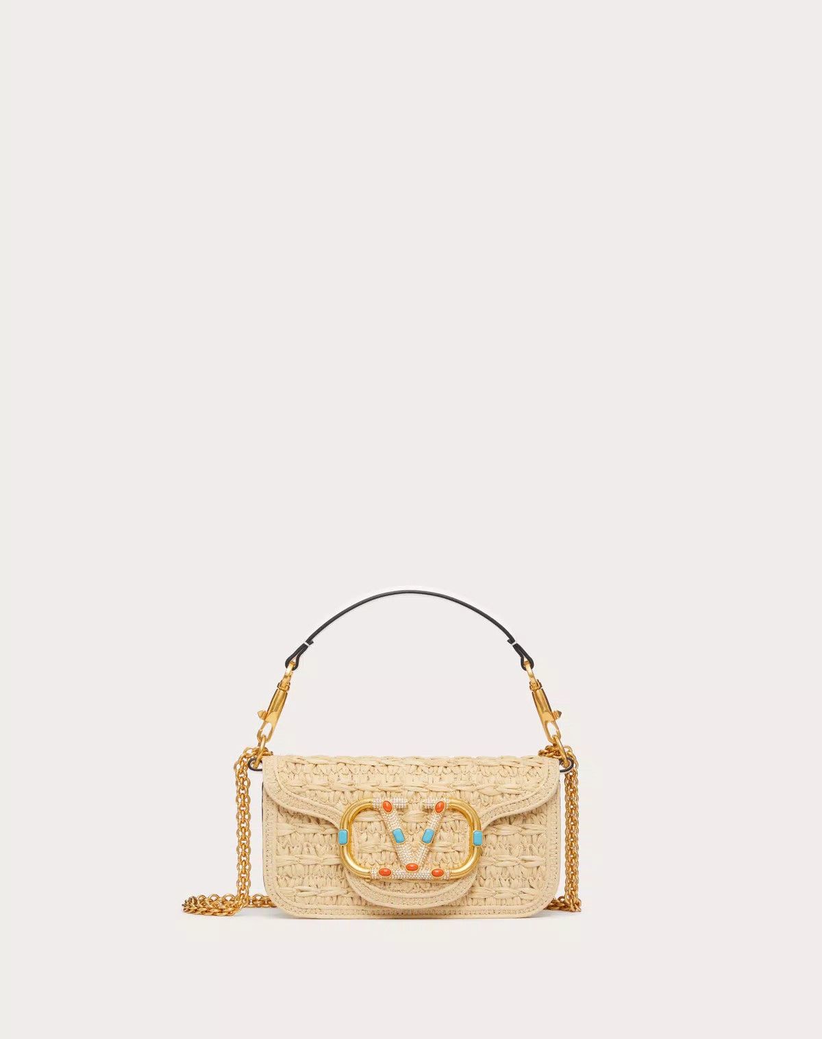 Valentino oc11z0725 Size:OS/Locò Raffia Shoulder Bag in Beige Size ONE SIZE - 1 Thumbnail