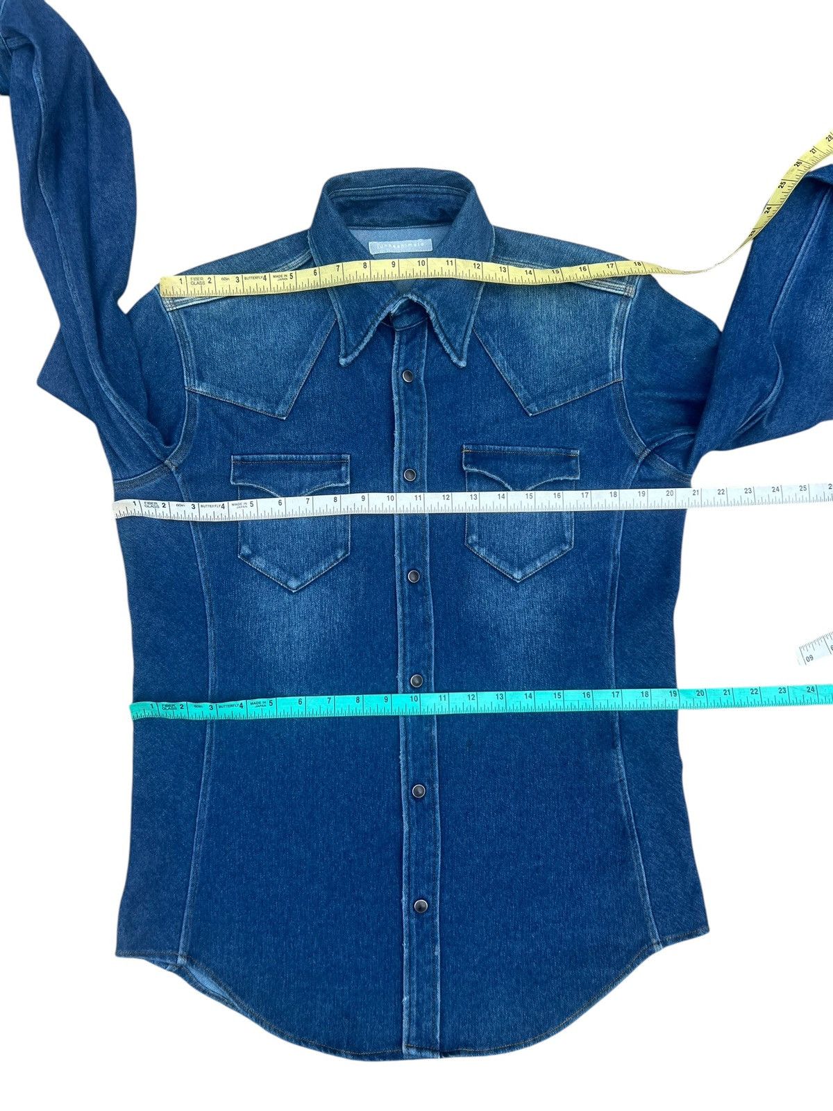 junhashimoto Junhashimoto Japan Distress Fade Denim Stretch Western Shirt Size US M / EU 48-50 / 2 - 2 Thumbnail