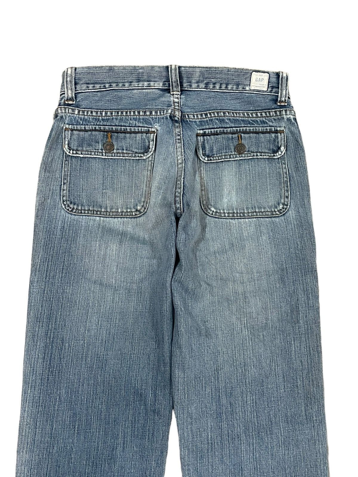 Gap Vintage Y2K Gap Army Blue Wash Crazy Pocket Straight Jeans Size US 29 - 4 Thumbnail