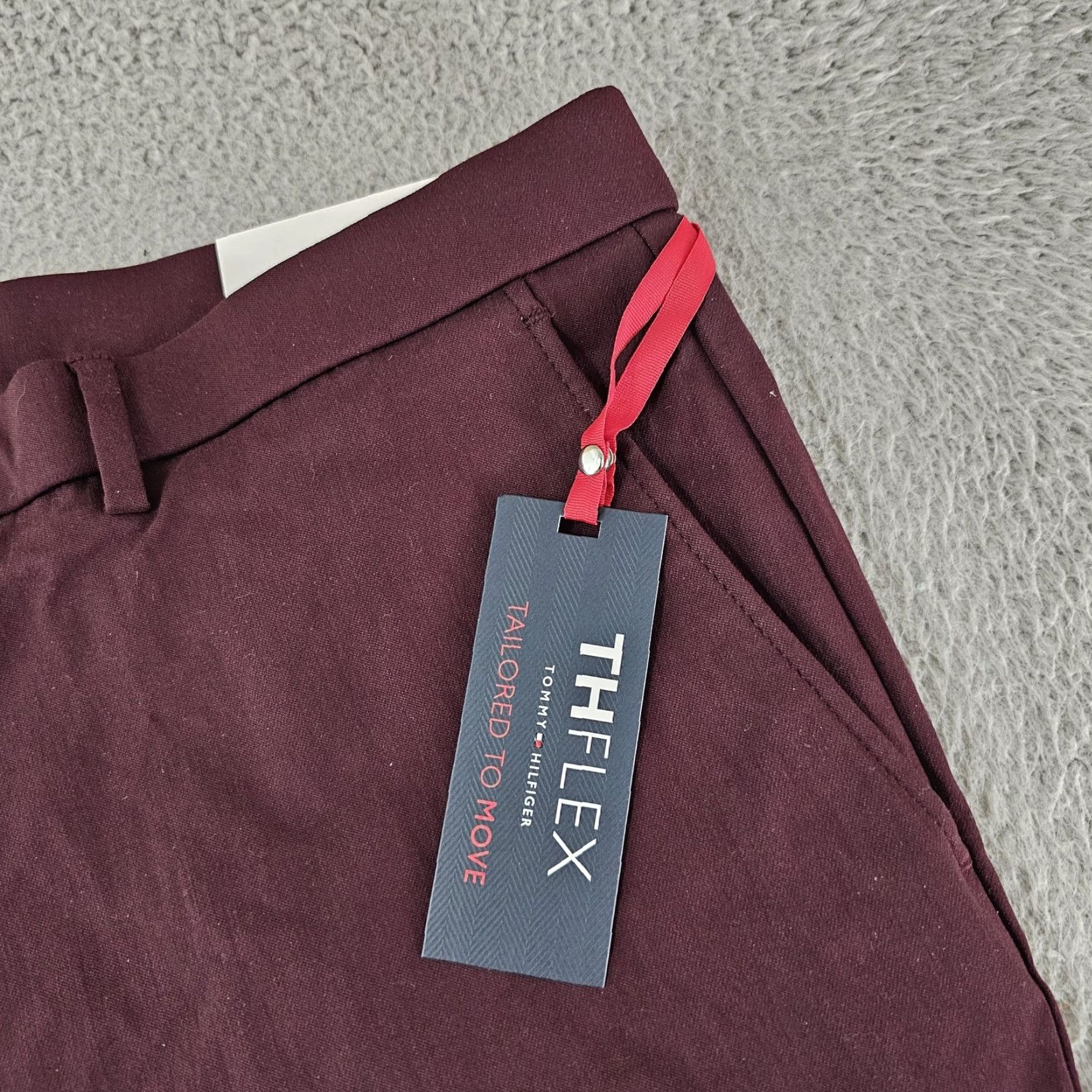 Tommy Hilfiger Tommy Hilfiger Pants Mens 40x34 Burgundy THFlex Tate Stretch Dress TTEAPH1A0151 Size US 40 / EU 56 - 3 Thumbnail