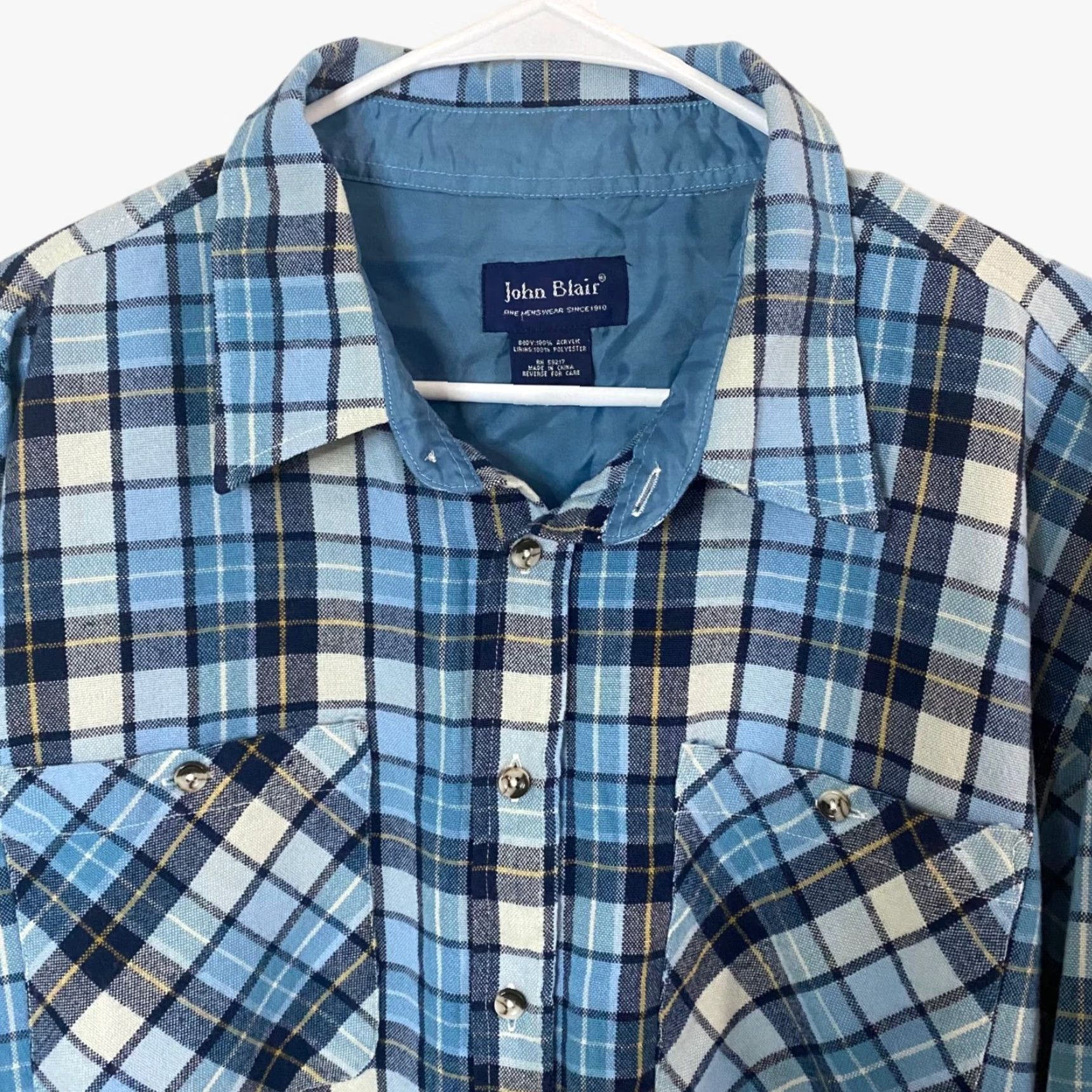 Blair VINTAGE John Blair Button-Up Flannel Shirt Long Sleeve Blue Plaid Pocket Mens XL Size US XL / EU 56 / 4 - 4 Thumbnail