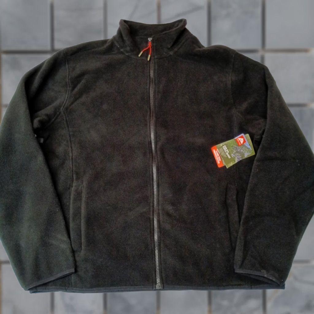 Ozark Trail Jacket L Black Polyester Polar Fleece Full Zip Men's, Men's