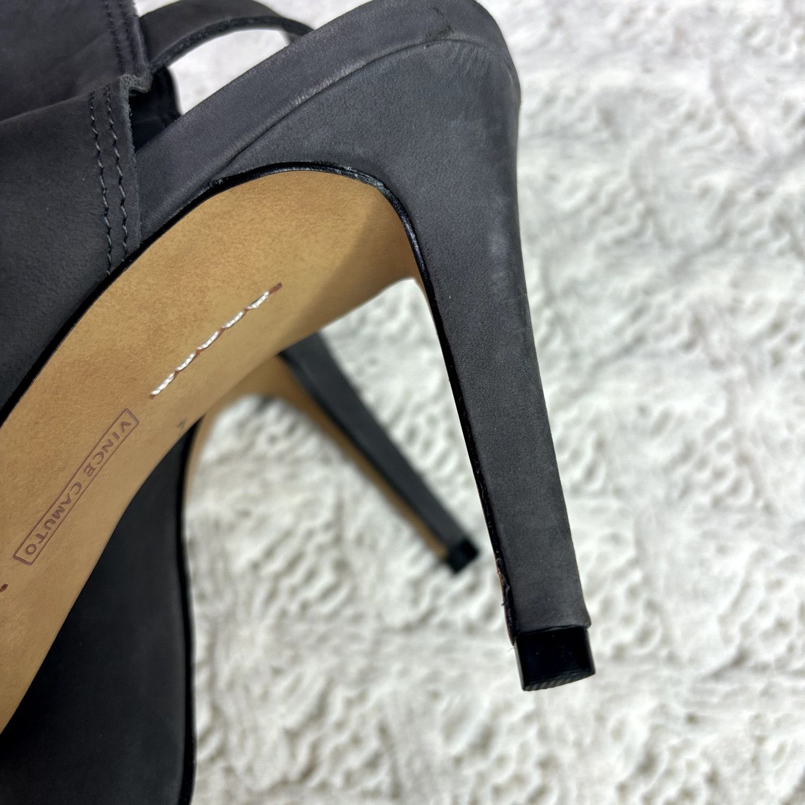 Vince Camuto Vince Camuto Catina Gray Suede Peep Toe Stiletto Heel Slingb Size US 7 / IT 37 - 8 Thumbnail