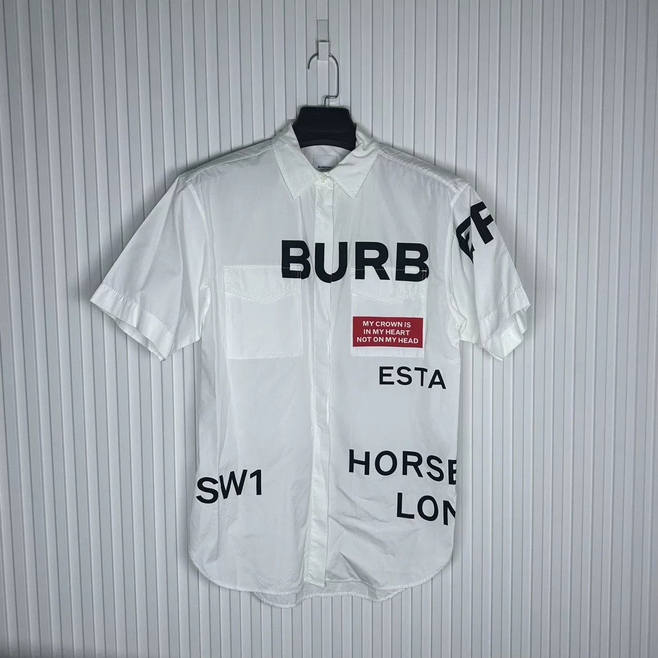 Burberry Burberry White Logo Short Shirt Size US XXS / EU 40 - 1 Thumbnail