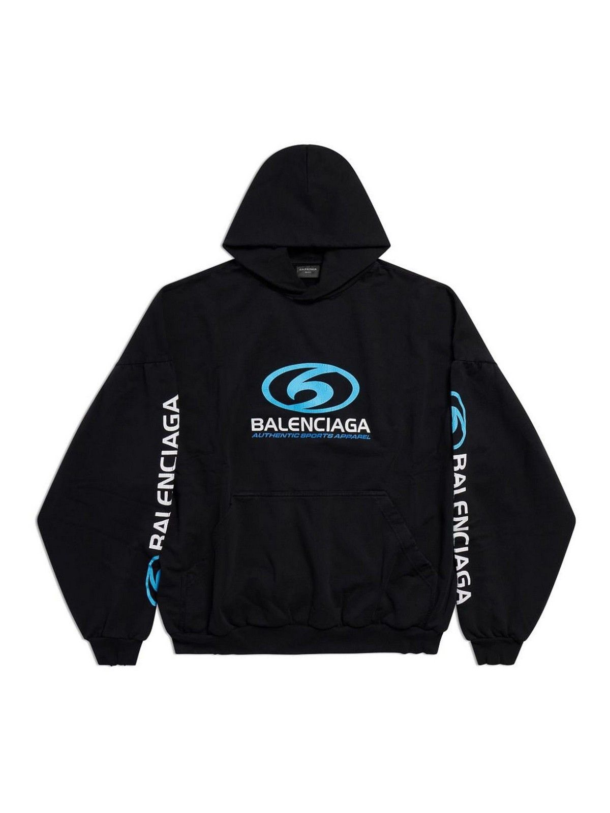 Balenciaga o1s1rm0725 Surfer Round Hoodie Oversized in Black Size US S / EU 44-46 / 1 - 1 Thumbnail