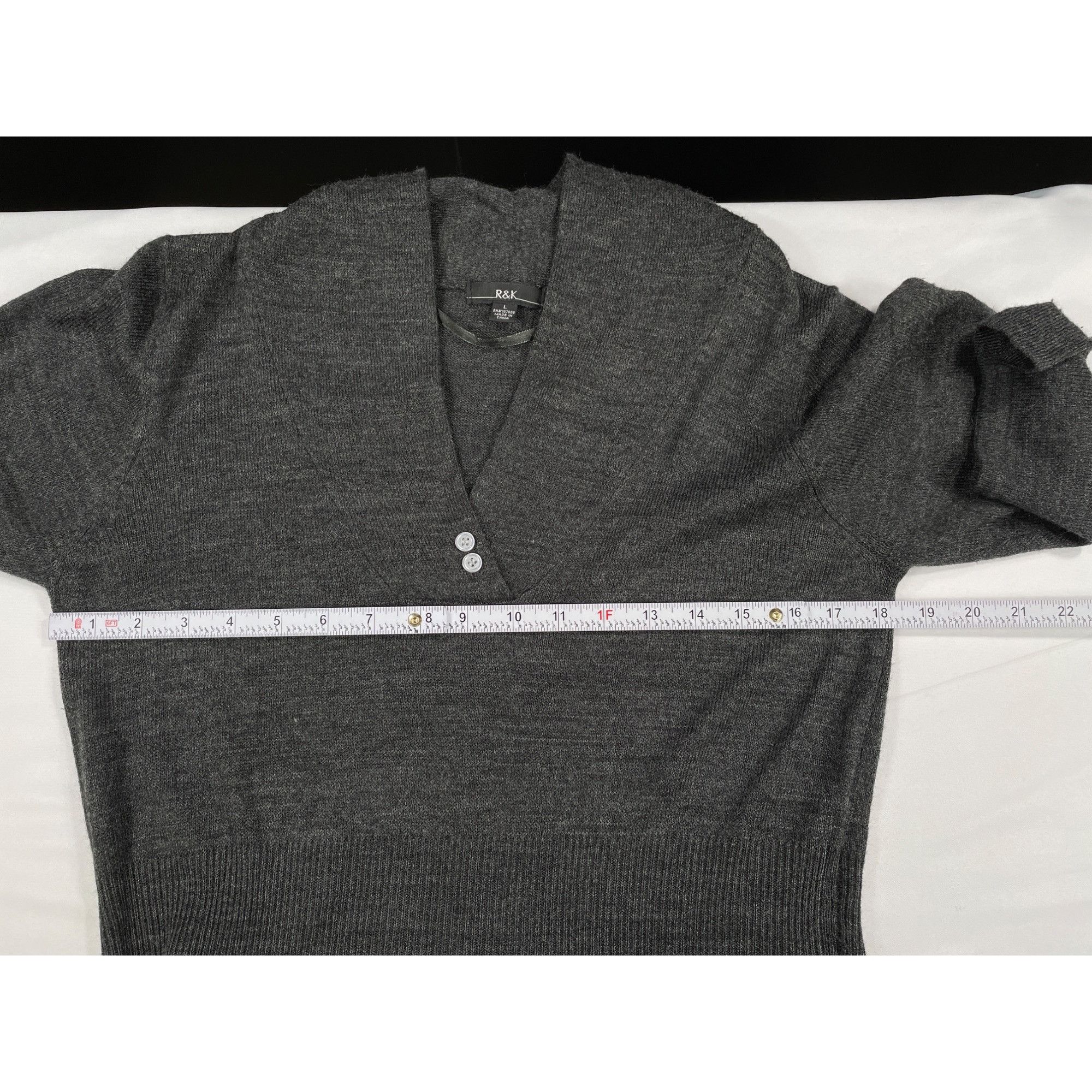 Designer R and K SKU 7642 Womens Gray Knit Knee Length Dress Size L Size L / US 10 / IT 46 - 3 Thumbnail
