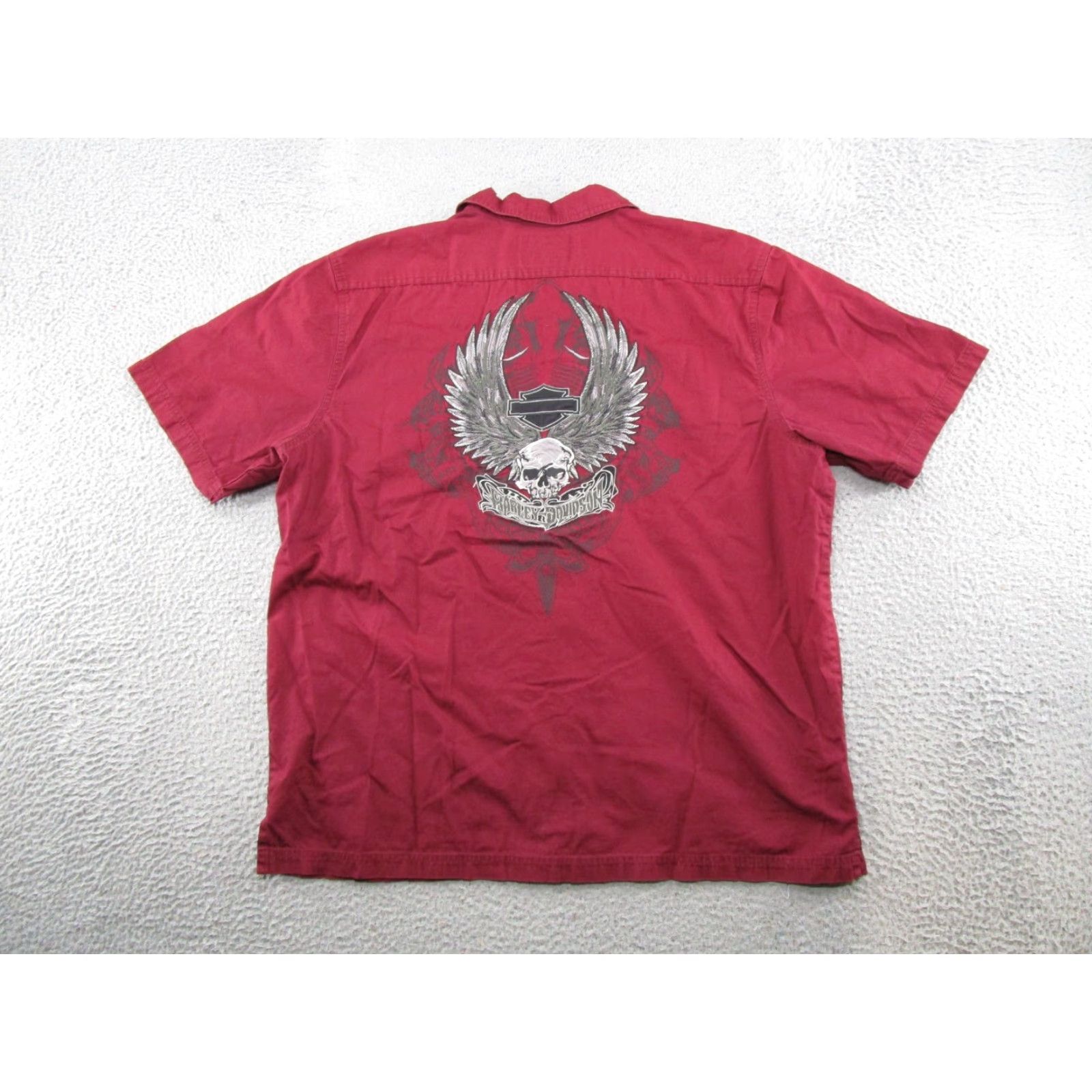 Harley Davidson Harley-Davidson Eagle Button Up Short Sleeve Embroidered Biker Mechanic Shirt XL Red Men Button-Down Collar Casual Vintage: No Size US XL / EU 56 / 4 - 2 Thumbnail