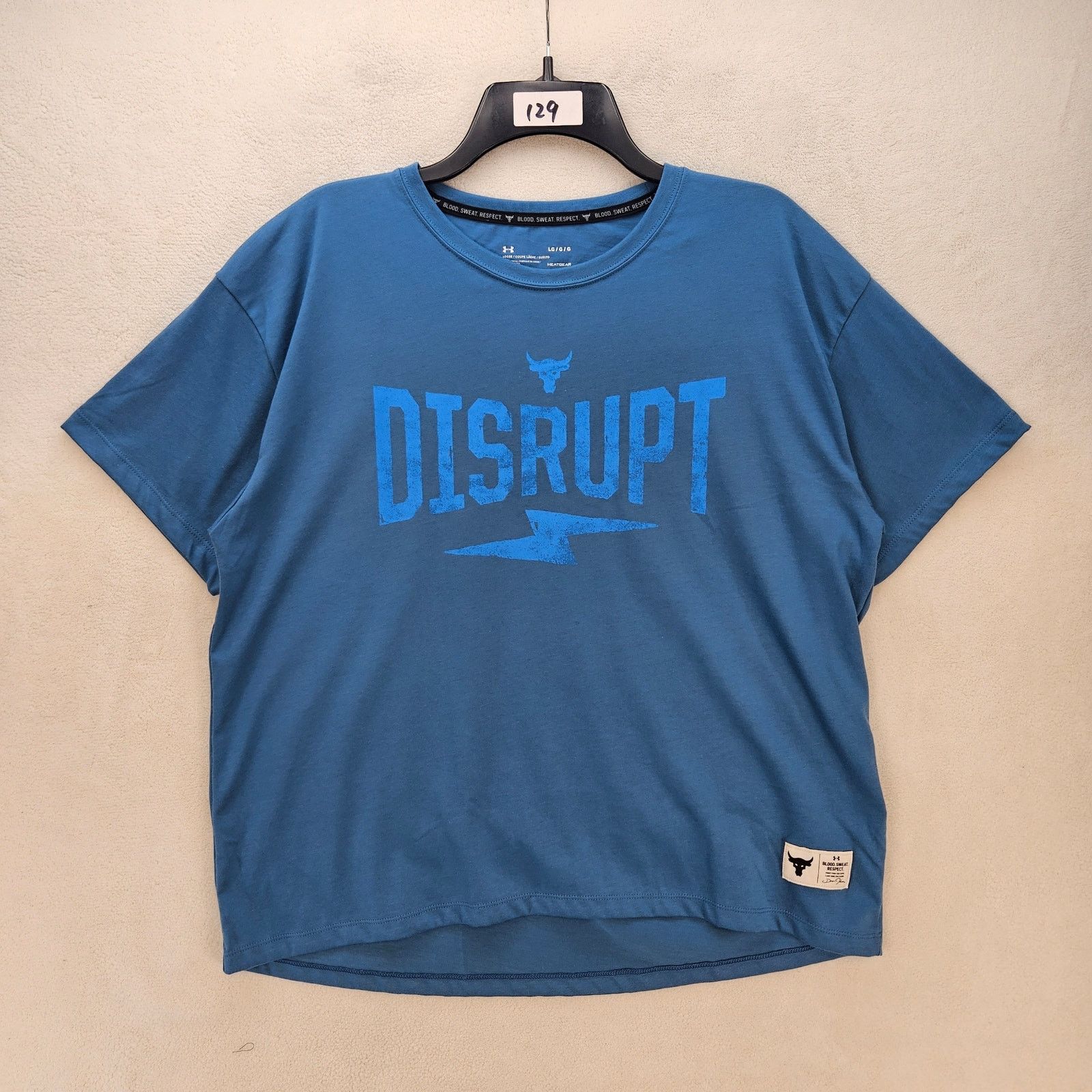 Under Armour UNDER ARMOUR X PROJECT ROCK WOMEN'S LARGE BLUE TRAINING TEE Size L / US 10 / IT 46 - 1 Thumbnail