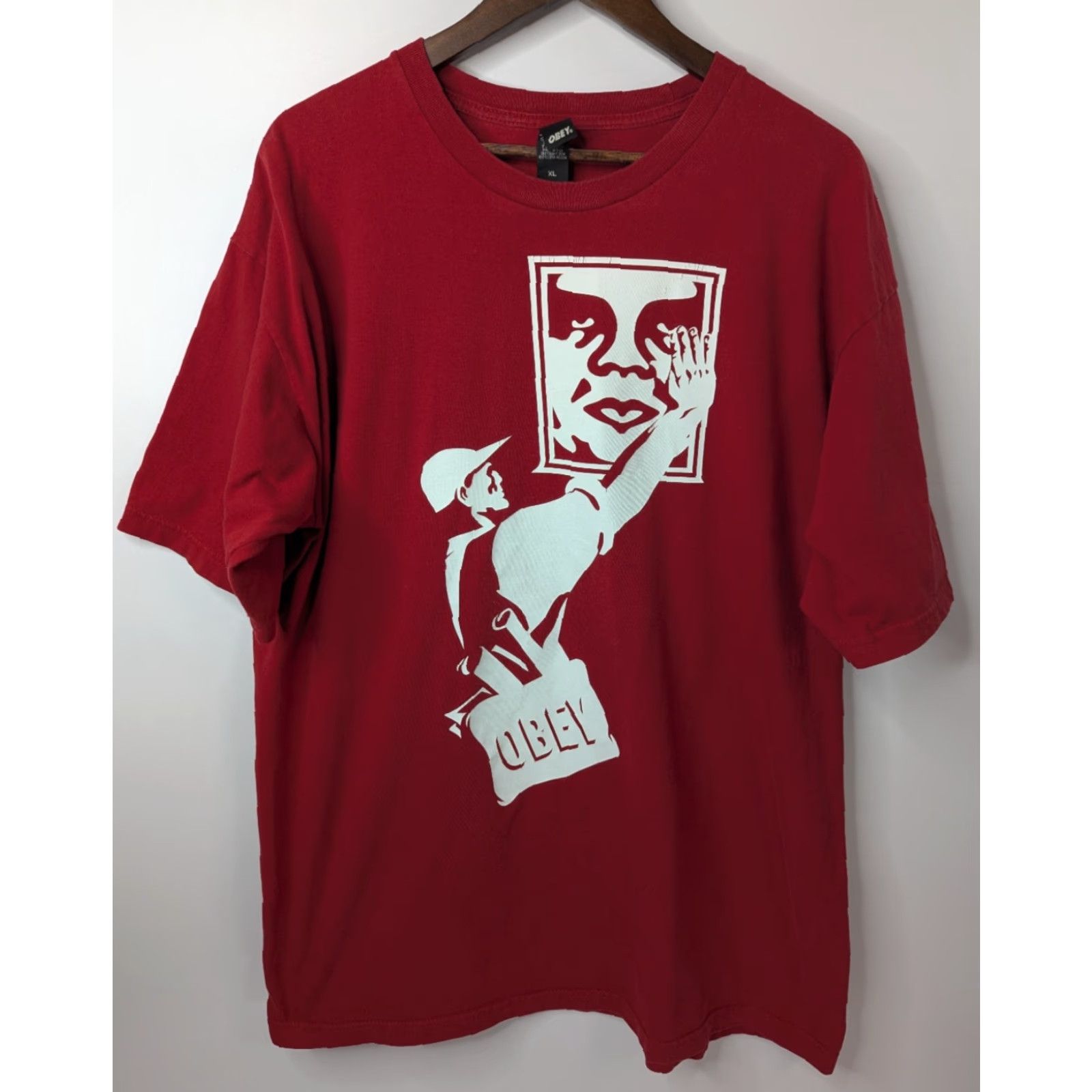 Obey VINTAGE OBEY Shirt XL Red Propaganda Y2K Graphic Short Sleeve Streetwear Size US XL / EU 56 / 4 - 2 Thumbnail