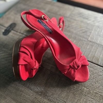 Ralph Lauren Ralph Lauren Collection Womens Knot Slingback Heels Red Made Size US 9.5 / IT 39.5 - 2 Thumbnail