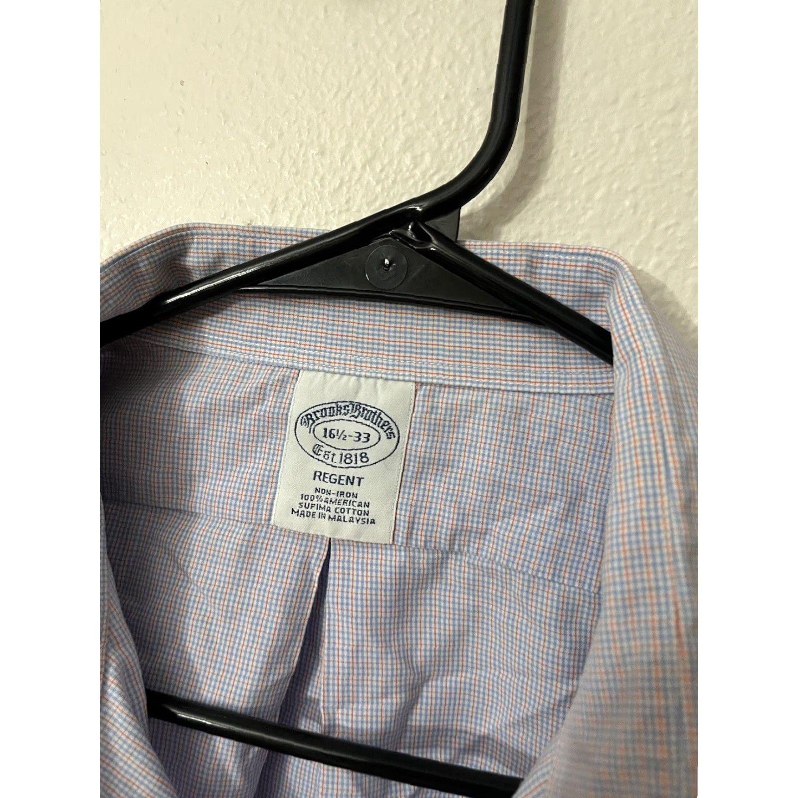 Brooks Brothers VINTAGE Brooks Brothers Dress Shirt Mens Purple Plaid Gingham 16.5-33 Regular Fit Size US L / EU 52-54 / 3 - 3 Thumbnail