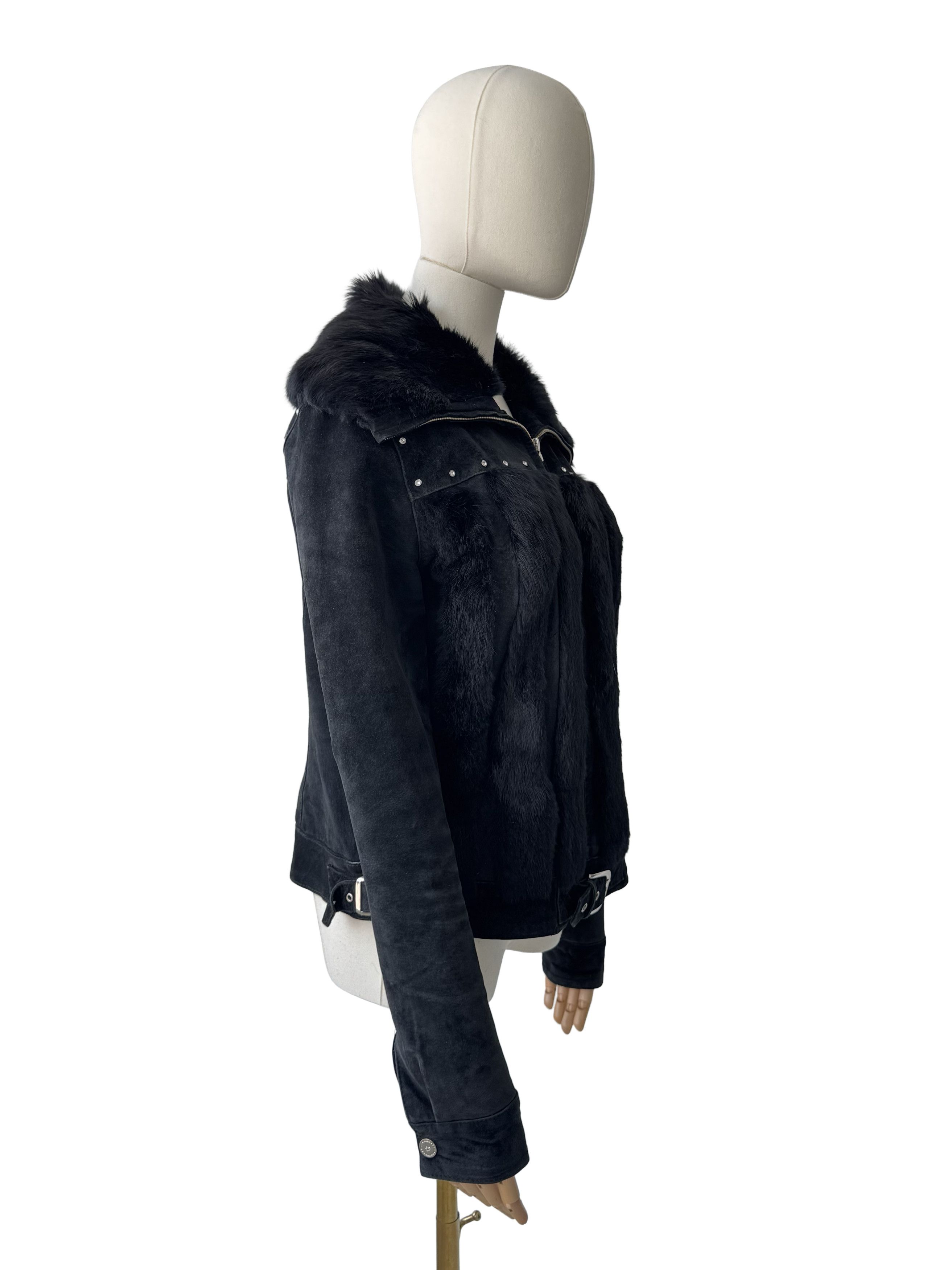 Vintage Vintage Cropped Leather Jacket With Real Fur Details Size M / US 6-8 / IT 42-44 - 1 Thumbnail