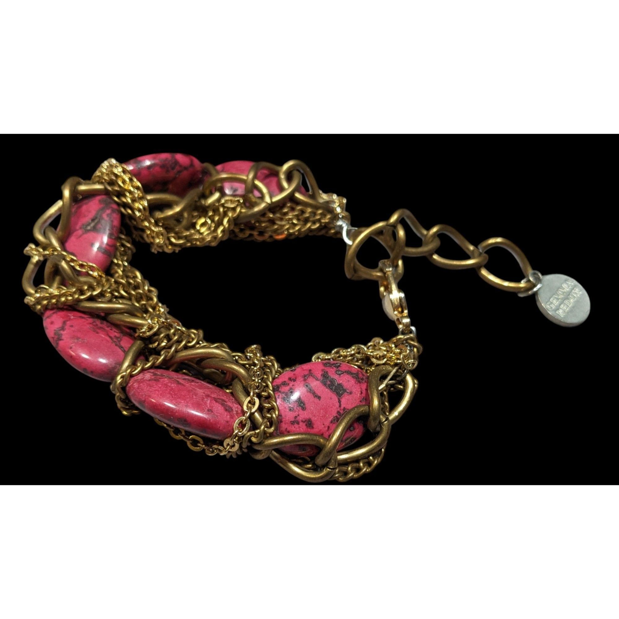 Other Gemma Redux HTF Pink Stone And Gold Tone Chain Bracelet Size ONE SIZE - 3 Thumbnail