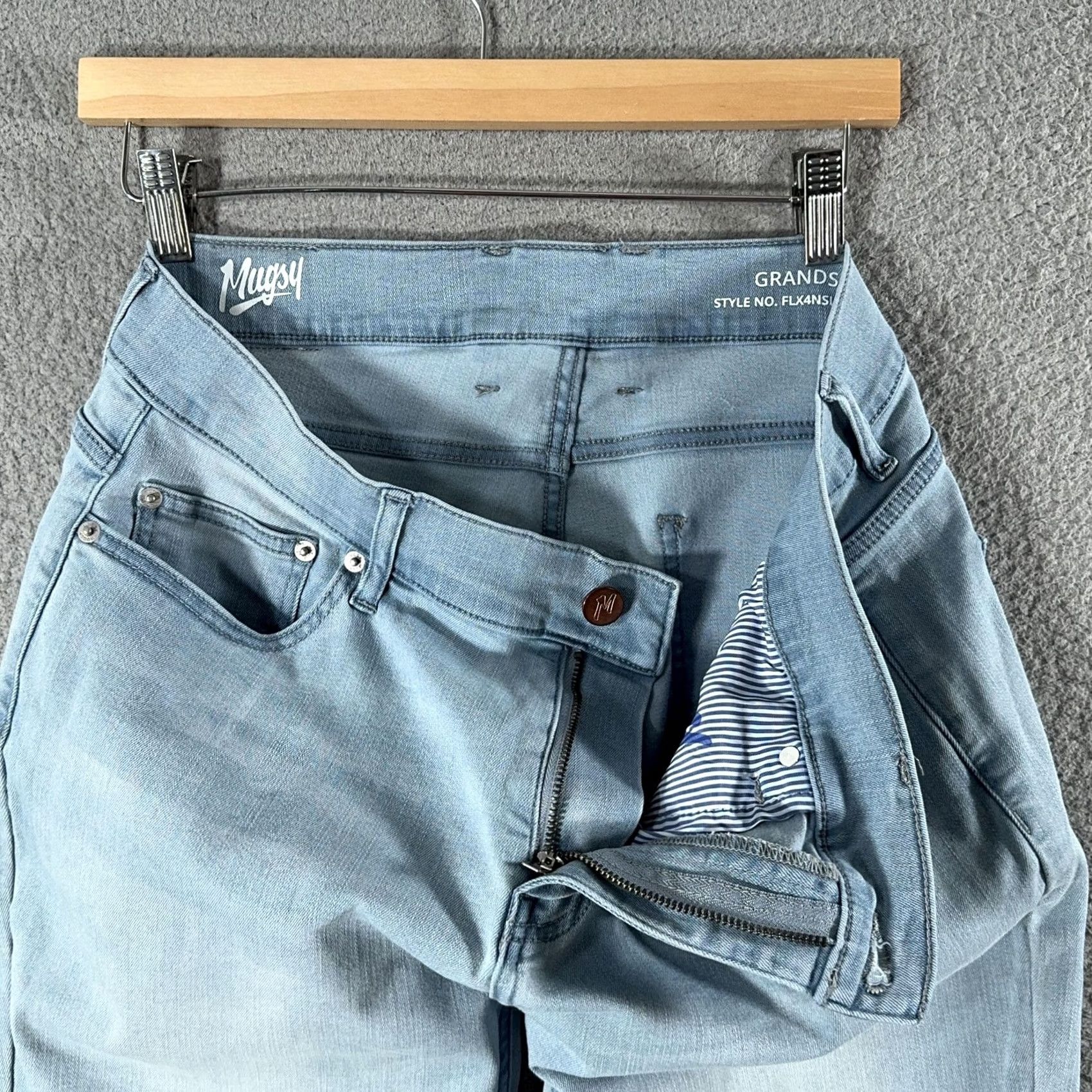 Vintage Mugsy Grands Jeans Mens 36x30 Light Blue Classic Straight Stretch Denim Soft Size US 36 / EU 52 - 5 Thumbnail
