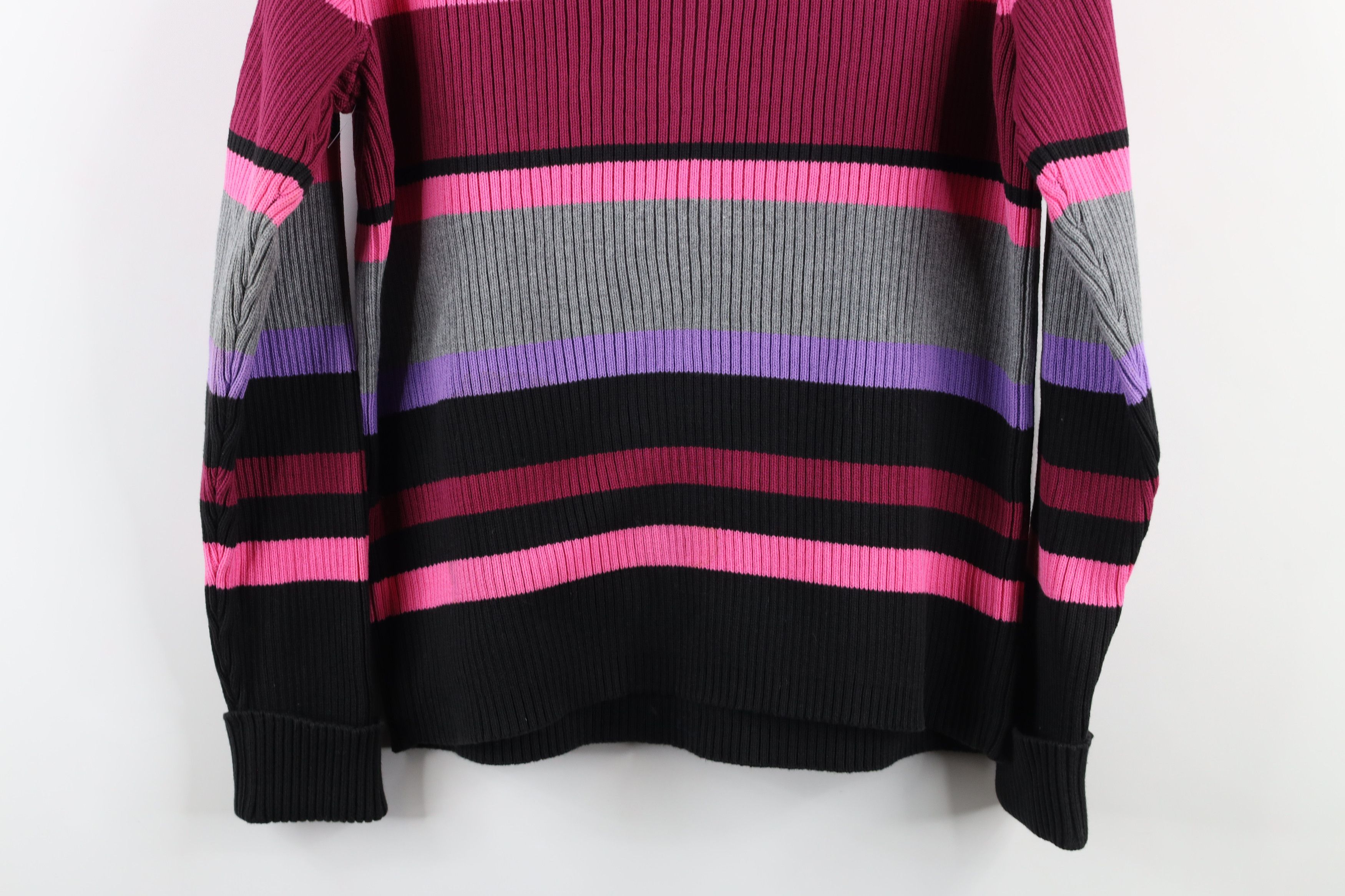 Vintage Vintage 90s Streetwear Striped Ribbed Knit Mock Neck Sweater Size XL / US 12-14 / IT 48-50 - 9 Thumbnail