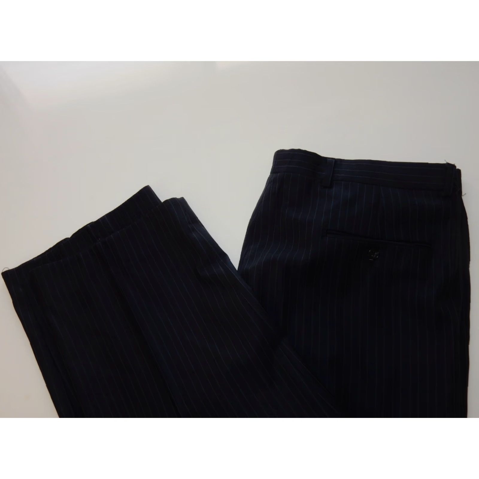 Loro Piana Daniel Cremieux Men's Suit 2 Piece Blue Wool Striped 42 Regular 42 Jacket 29x? Pants - Loro Piana Fabric (Note: This is not adding new info) Size 42R - 7 Thumbnail