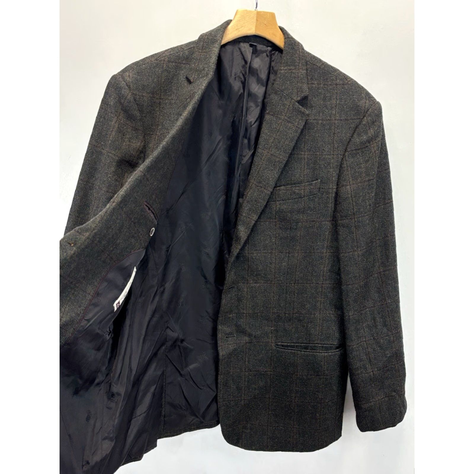 Jos. A. Bank Jos. A. Bank 1905 Brrr Comfort Glen Plaid Brown Mens 44R Wool Blazer Elbow Patch Jacket Size 44R - 7 Thumbnail