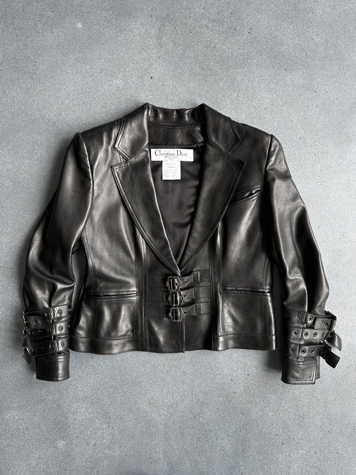 Christian Dior Monsieur DIOR by John Galliano Leather Black Bondage Buckle Jakcet Size M / US 6-8 / IT 42-44 - 2 Thumbnail