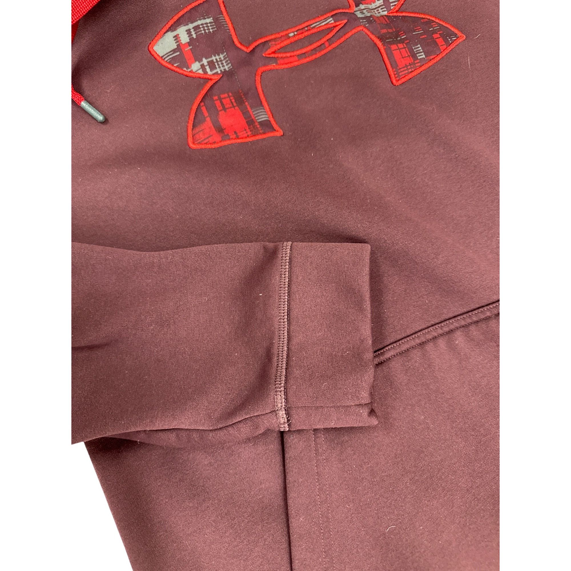 Under Armour Under Armour Mens Burgundy Hoodie With Plaid Logo & Red Draw Size US M / EU 48-50 / 2 - 4 Thumbnail