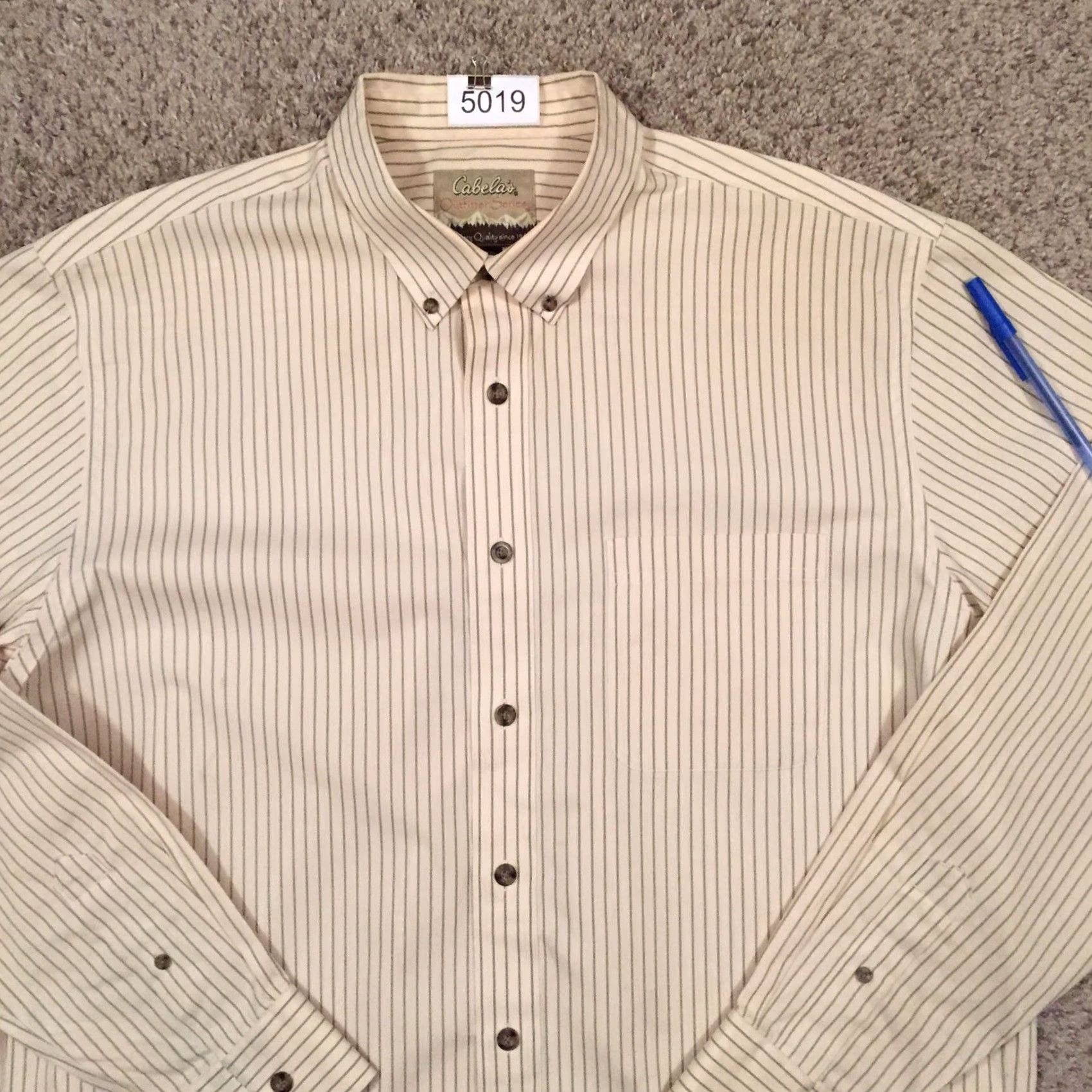 Vintage Cabela's Shirt Mens Large Green Striped Long Sleeve Button Up Size US L / EU 52-54 / 3 - 2 Thumbnail
