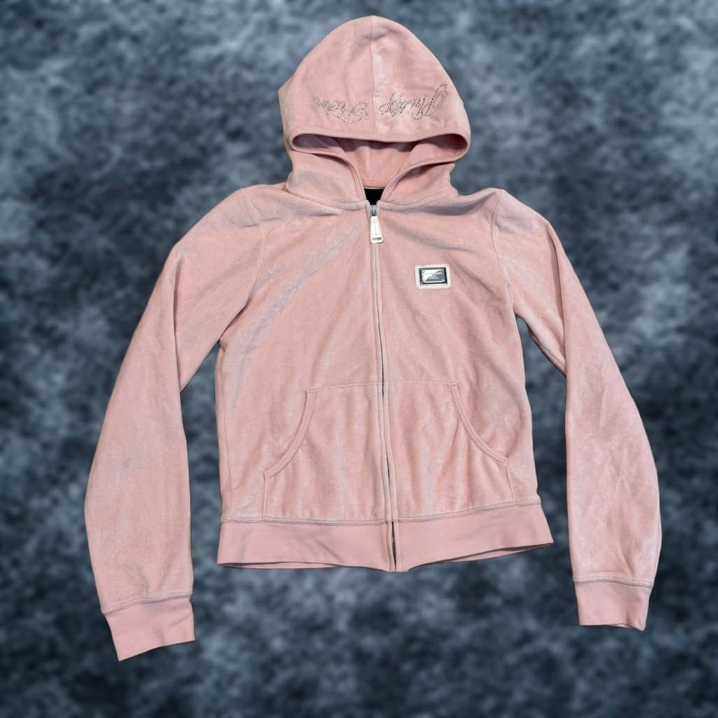 Philipp Plein VINTAGE Philipp Plein Velour Hoodie Sweatshirt Women’s Size Small Skull Full Zip Pink Size S / US 4 / IT 40 - 1 Thumbnail