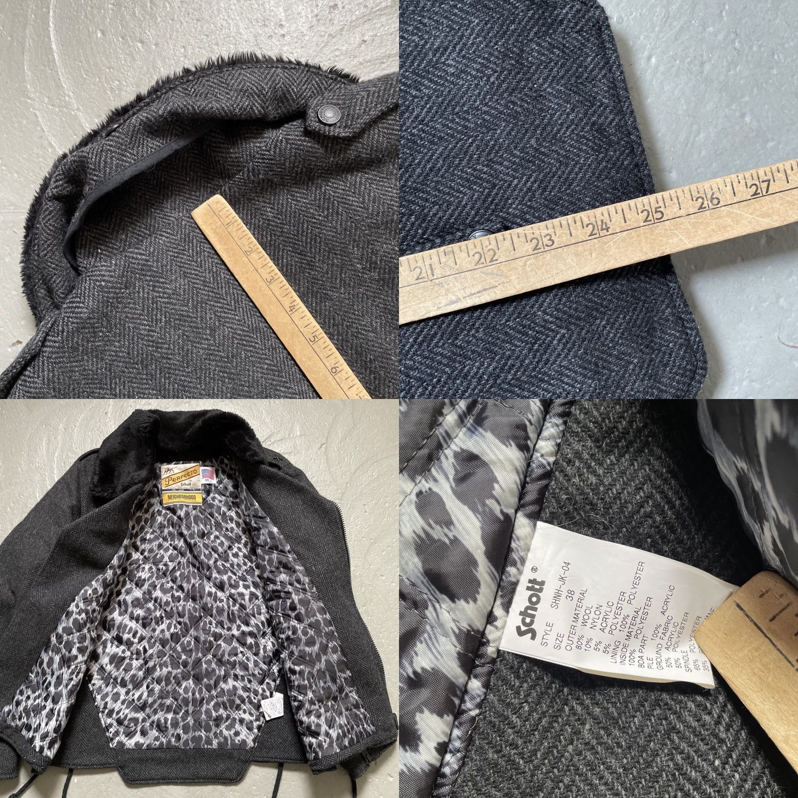 Neighborhood VINTAGE Neighborhood x Schott Perfecto Wool Motorcycle Jacket NBHD Made In Japan 38 Size US XXS / EU 40 - 9 Thumbnail